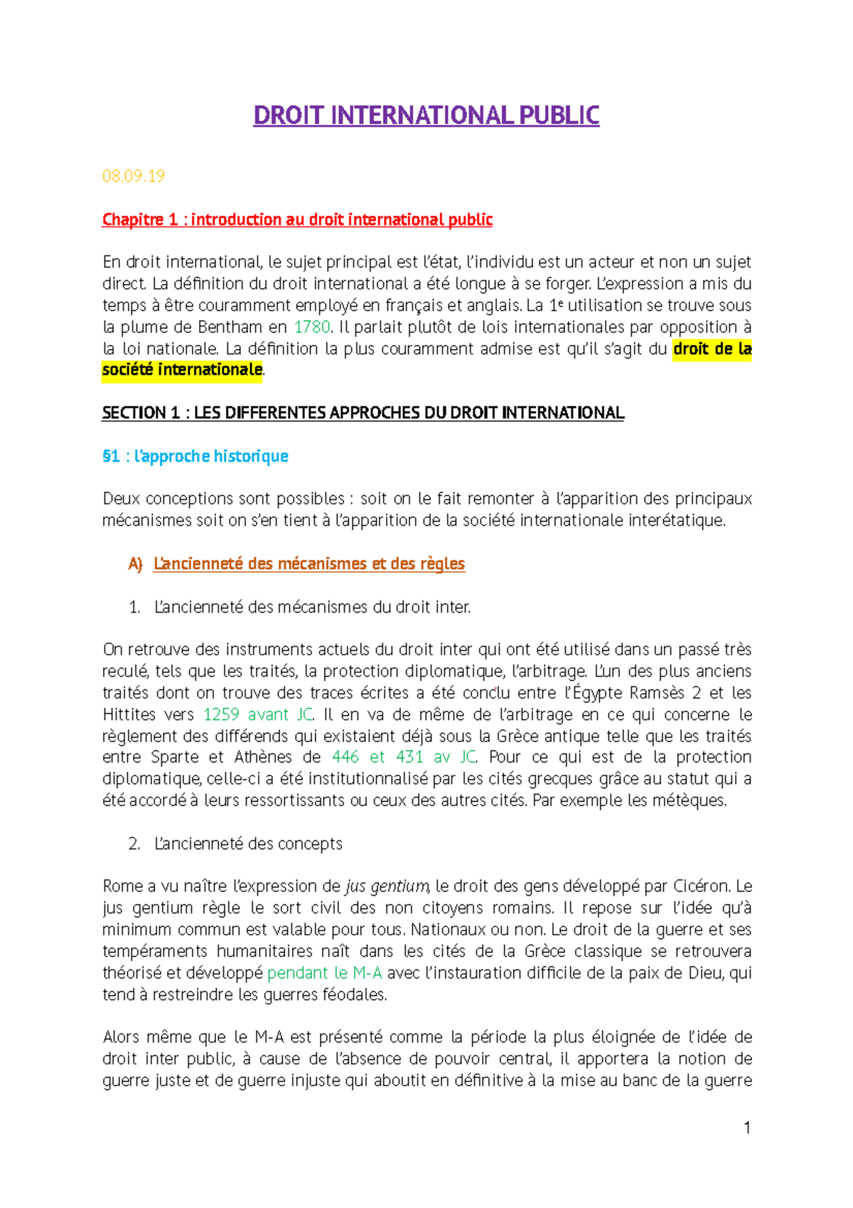 DIP - Cours de DIP - DROIT INTERNATIONAL PUBLIC 08. Chapitre 1 ...