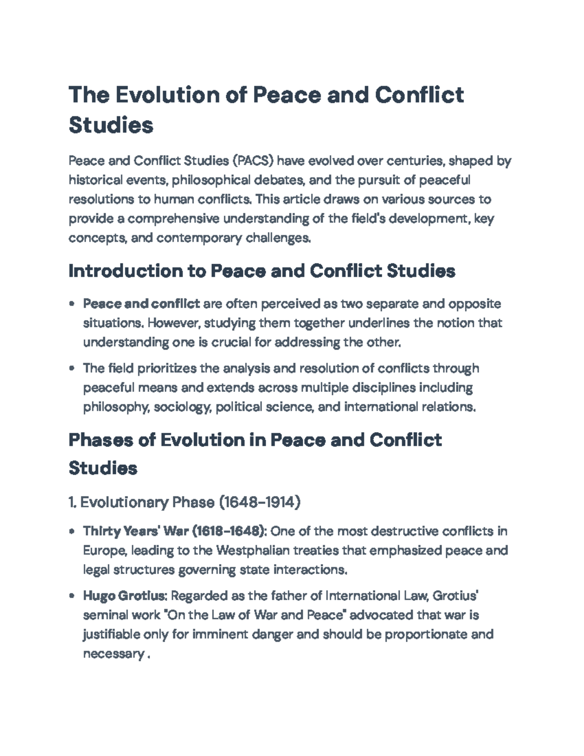 The Evolution of Peace and Conflict Studies (PACS): A Comprehensive ...