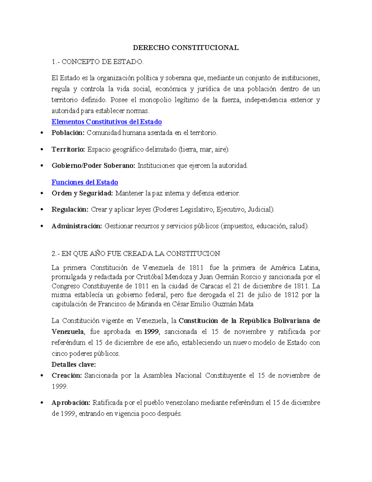 DERECHO CONSTITUCIONAL: CONCEPTO Y ESTRUCTURA DEL ESTADO - Studocu