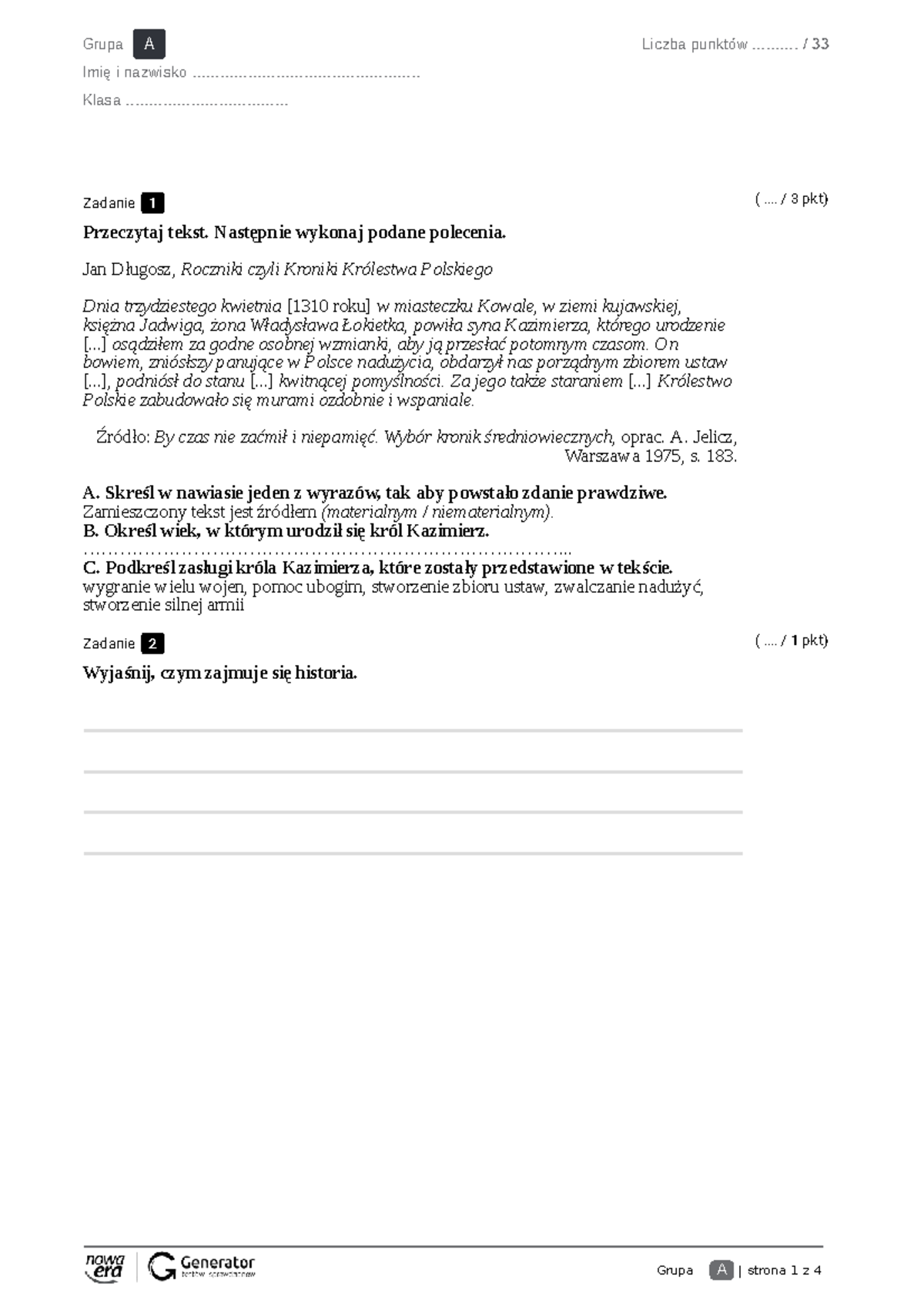 Testy Z Historii Klasa 4 Z Historia Na Ty www.studocu.com
