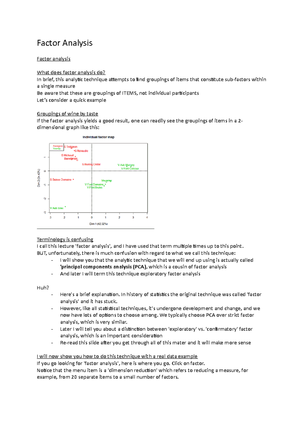 4. Factor Analysis - Topic summary - Factor Analysis Factor analysis ...