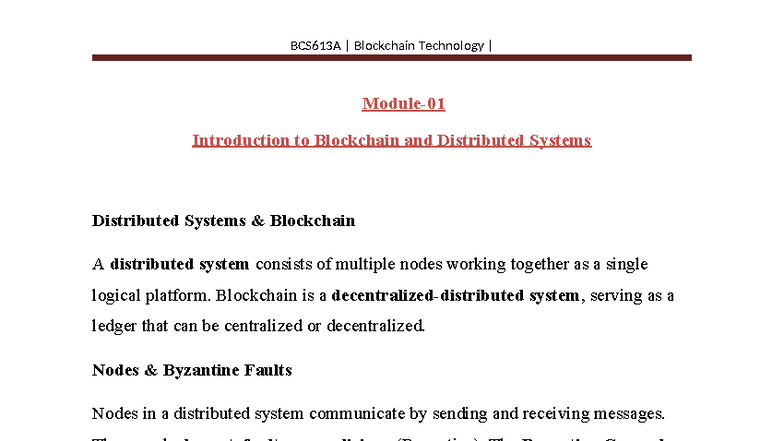 BCS613A Final Exam Notes: Introduction to Blockchain Technology - Studocu