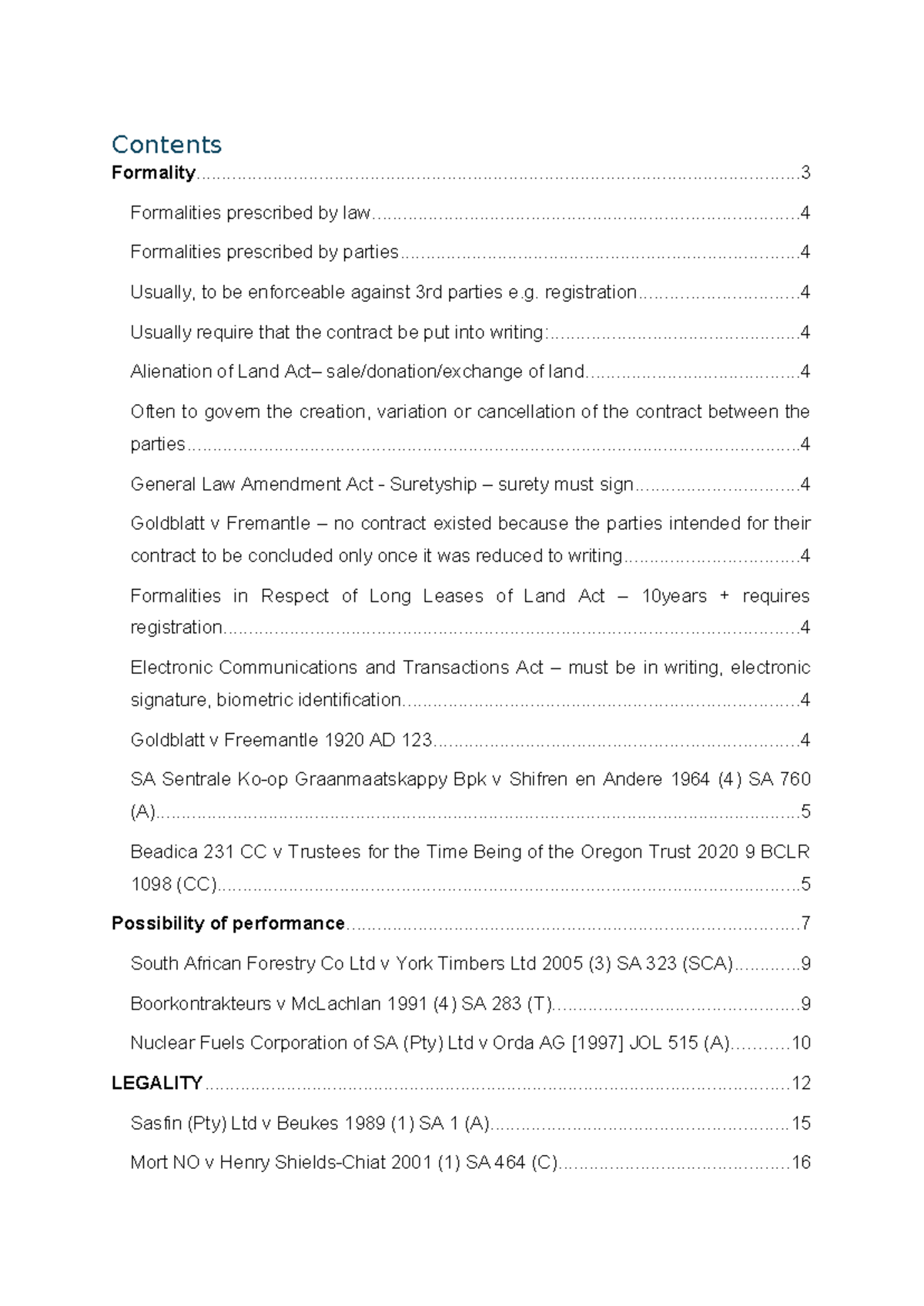 LLOC 2023: Formalities in Contract Law - Key Cases and Principles - Studocu