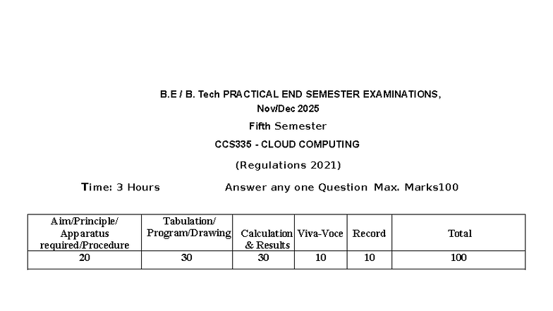 CCS335 Cloud Computing Practical Exam Questions - 5th Sem 2025 - Studocu