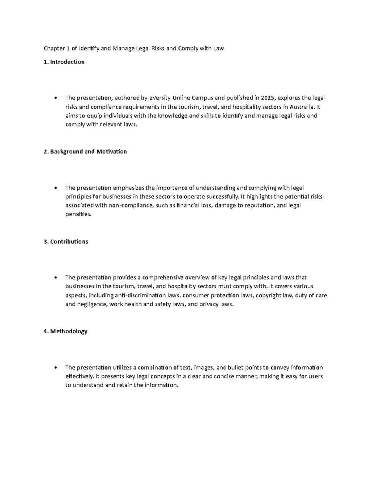Chapter 1 of Identify and Manage Legal Risks and Comply with Law ...