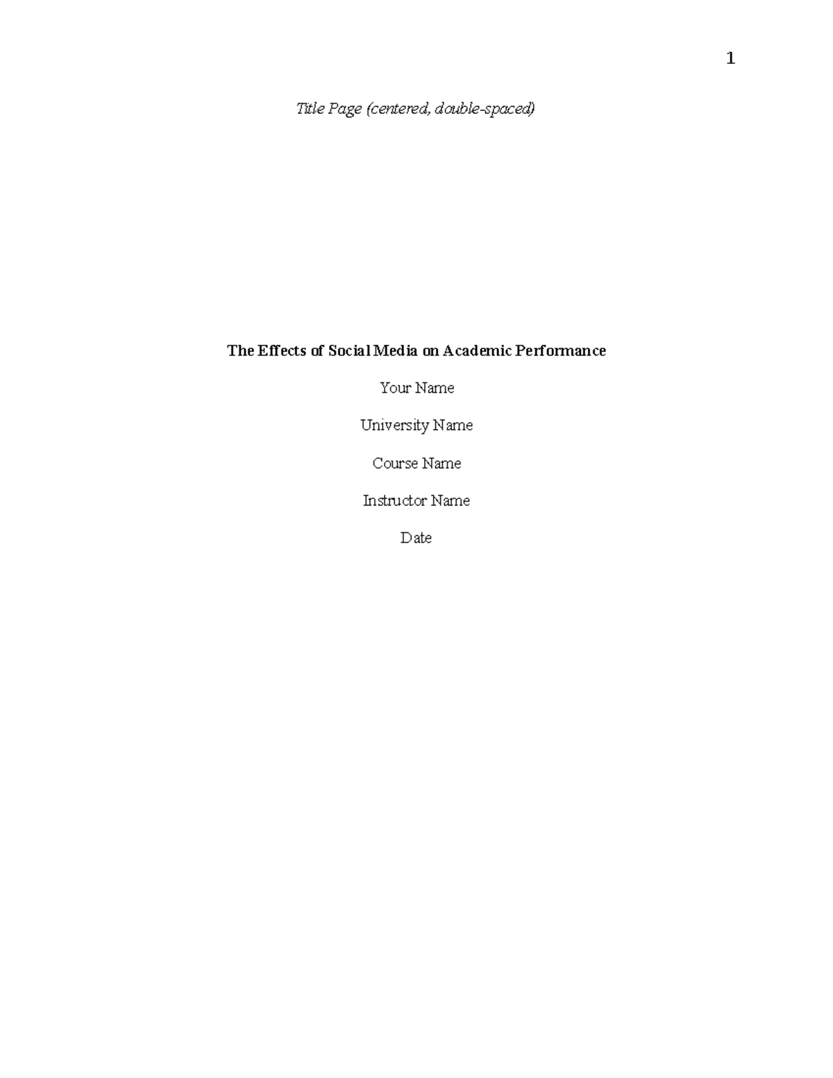 ENG 101 Essay: The Effects of Social Media on Academic Performance ...