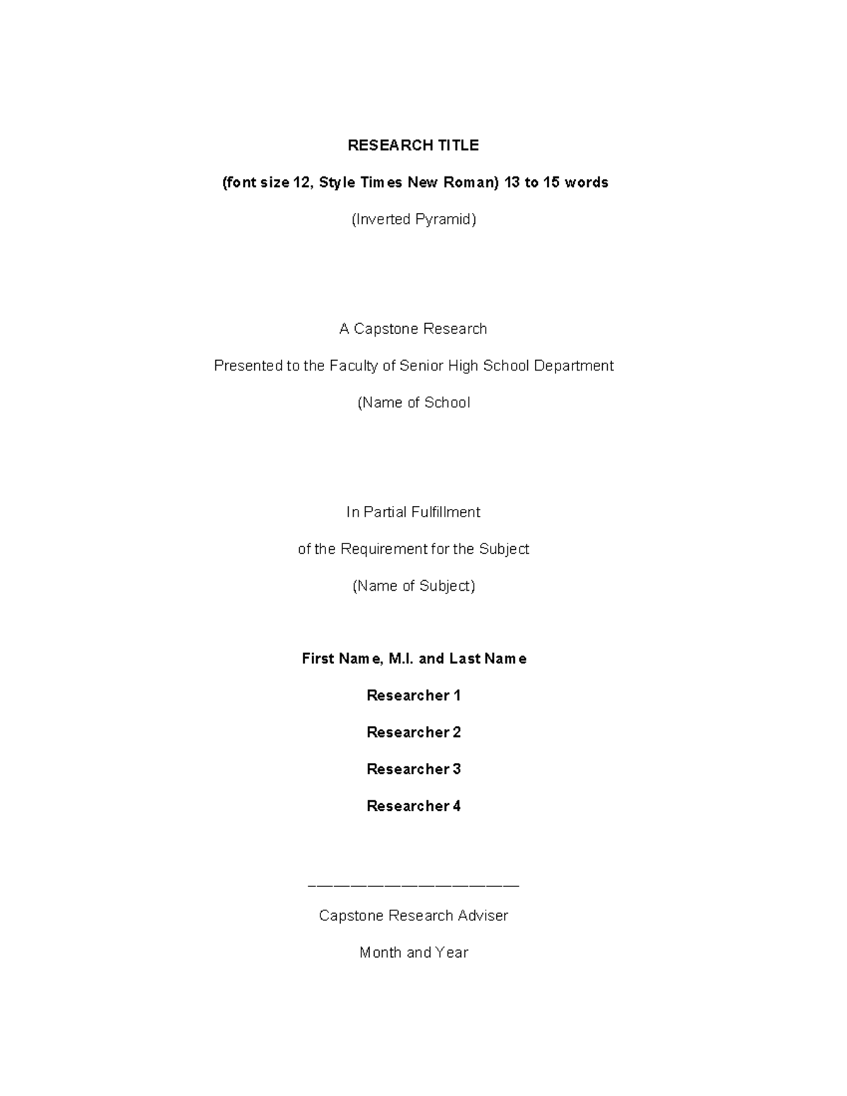 Capstone Research Template for Comprehensive Study Design - Studocu