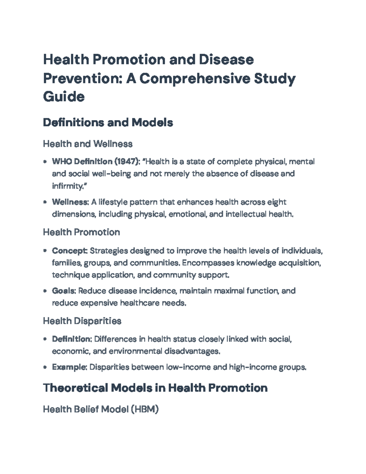 Health Promotion & Disease Prevention: Complete Study Guide (Course ...