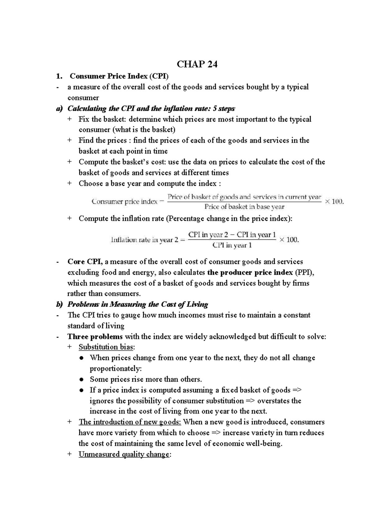 Macro C24: Understanding Consumer Price Index (CPI) and Inflation - Studocu