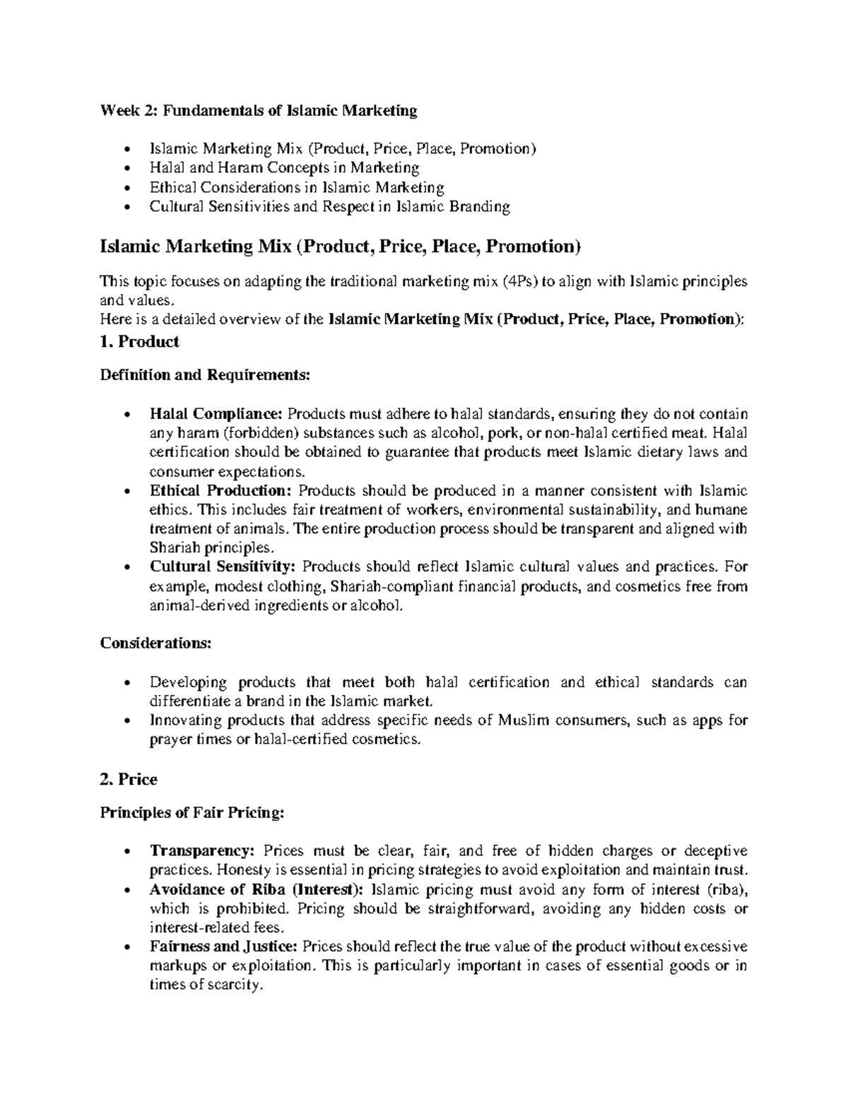 Week 2: Fundamentals of Islamic Marketing - The 4Ps and Ethical ...