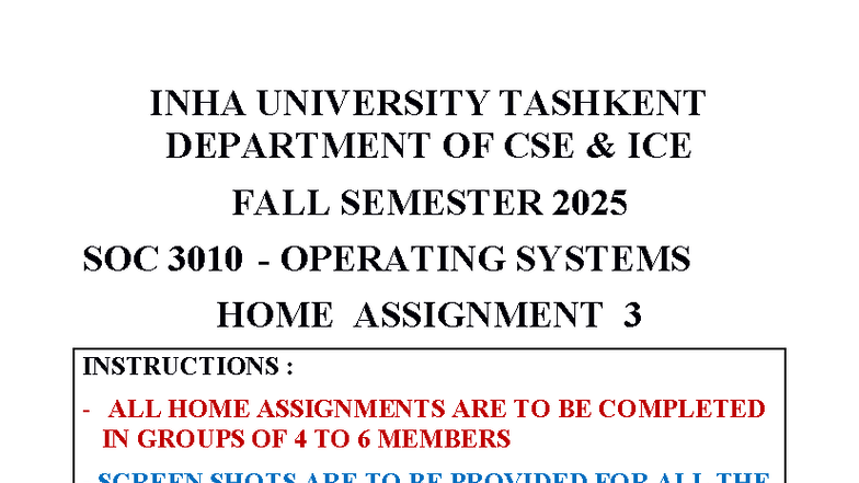 SOC3010 Operating Systems Lab Assignment 3 - Fall 2025 Instructions ...