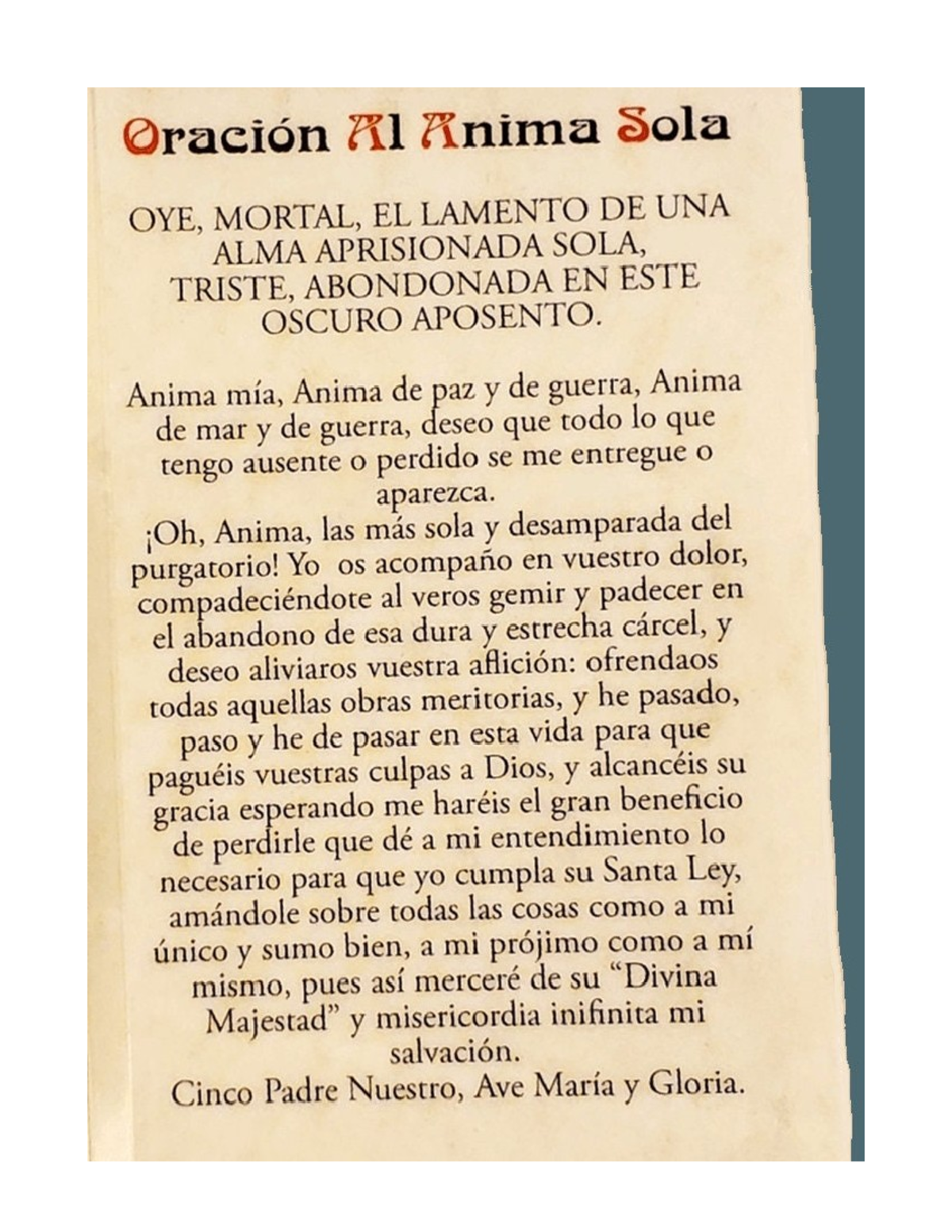 Oración Al Anima Sola: Lamento y Esperanza en el Purgatorio - Studocu