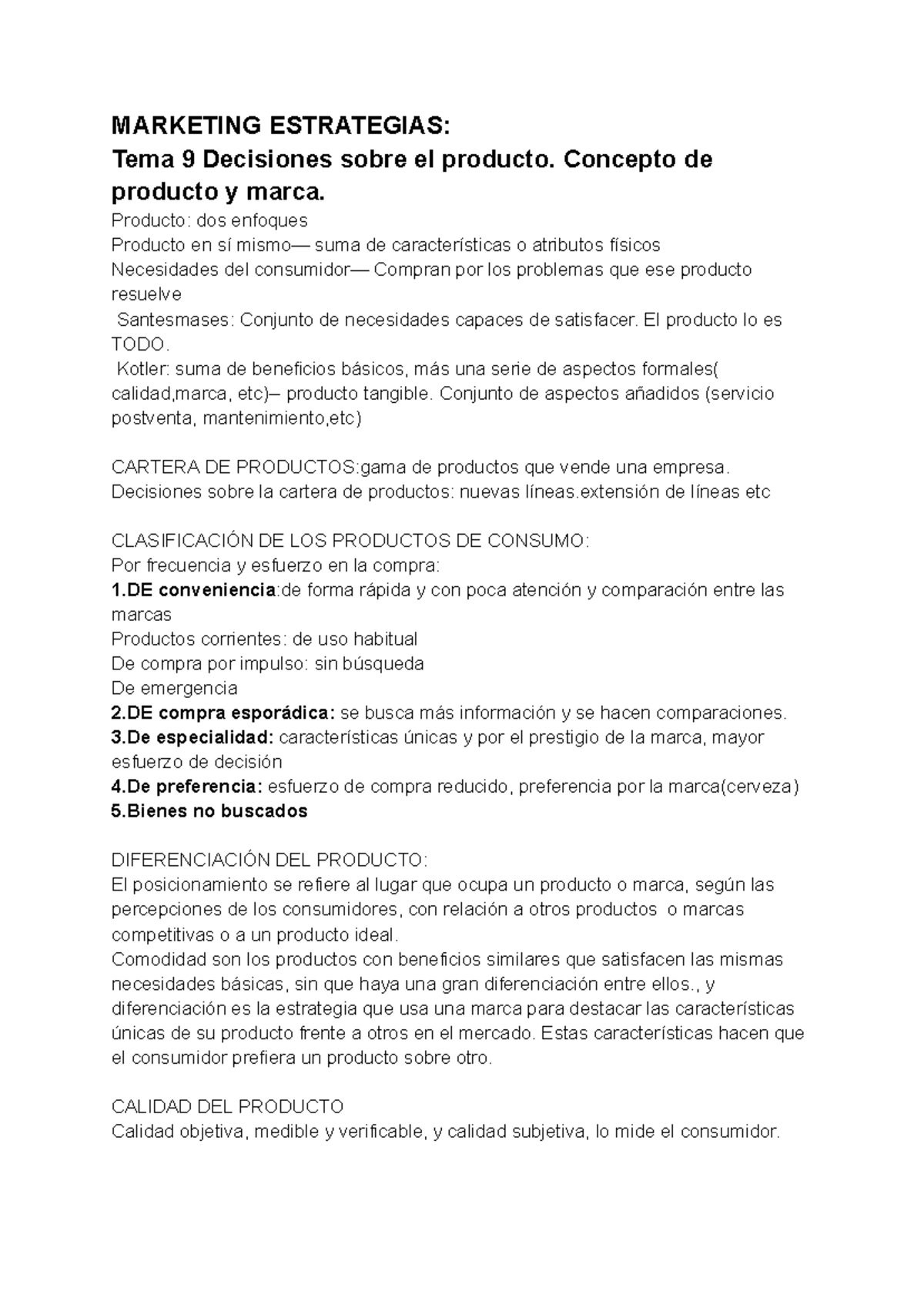 Apuntes de Estrategias de Marketing (MKT-101) - Producto, Precio y ...