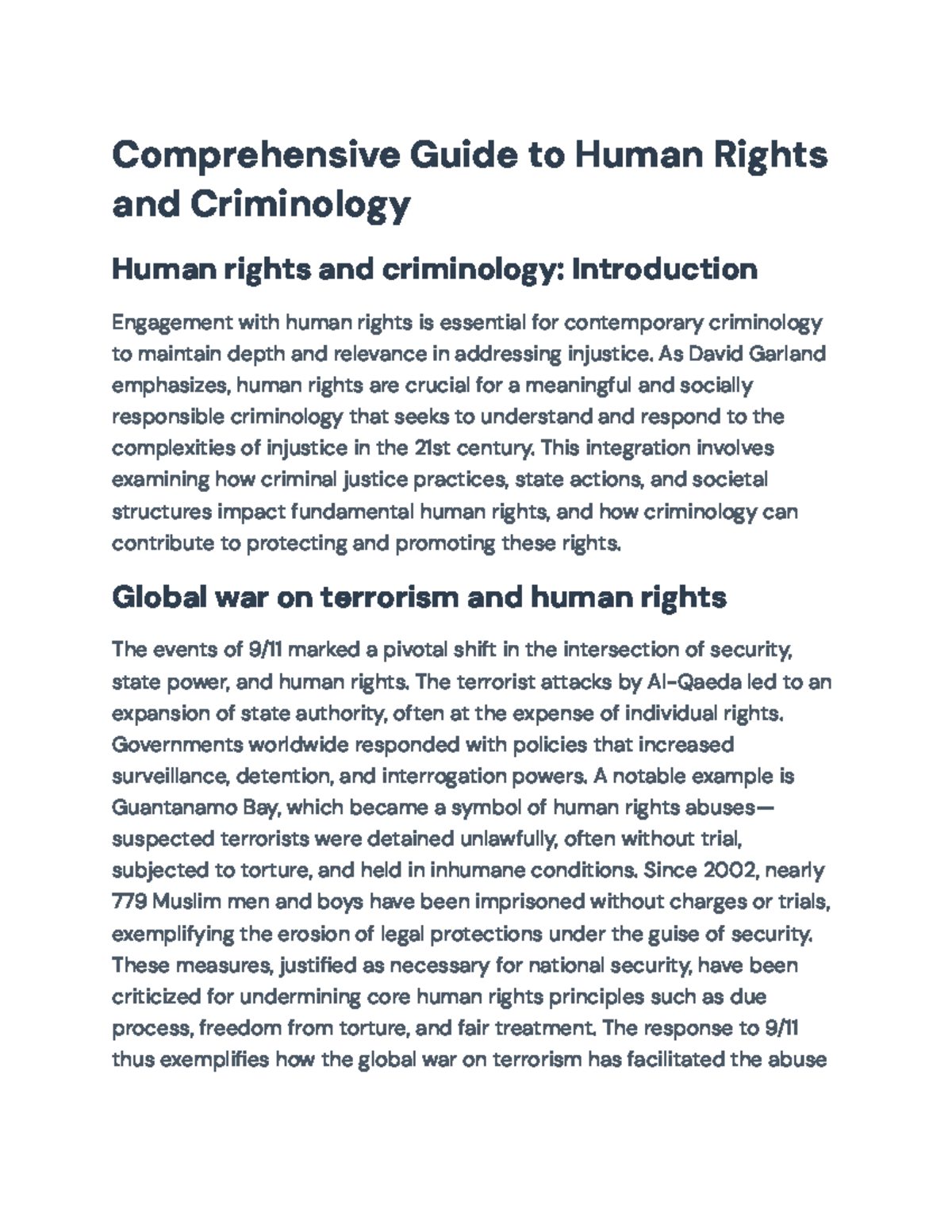 Comprehensive Overview of Human Rights in Criminology (CRIM-408) - Studocu