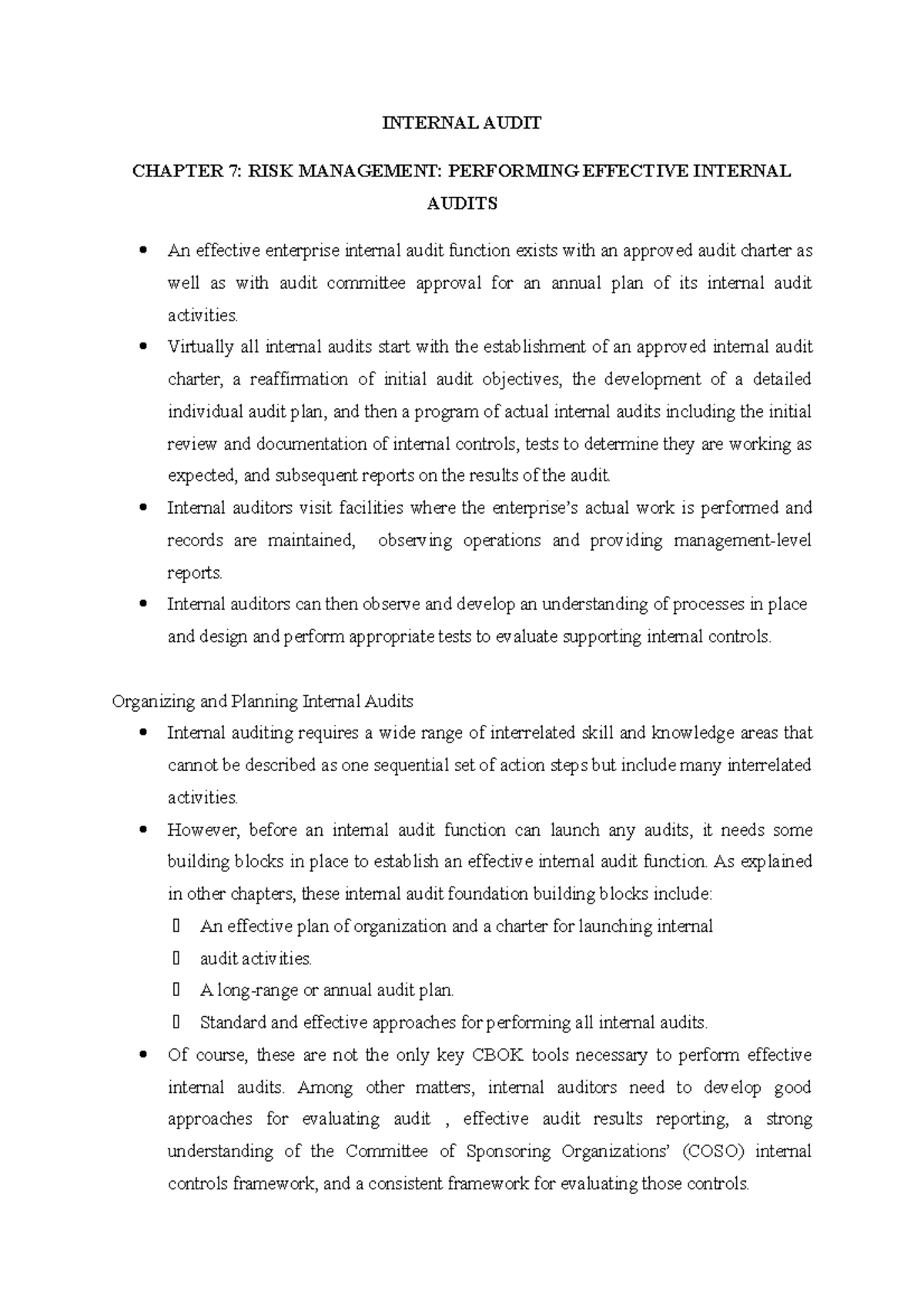 IA CH 7 - Effective Internal Audit & Risk Management Strategies - Studocu