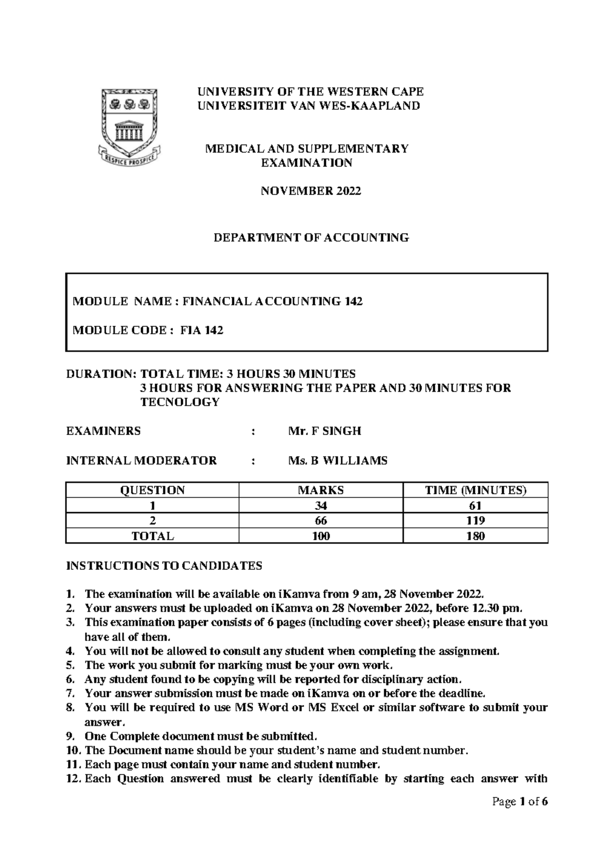 FIA 142 2022 Medical and Supplementary Exam Details & Instructions ...