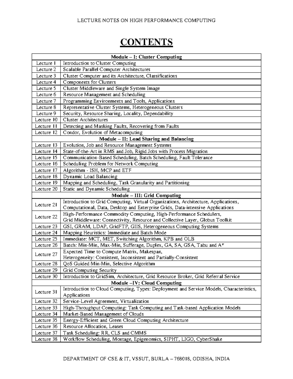 Lecture Notes on High Performance Computing BCS-425 (B.Tech 8th Sem ...