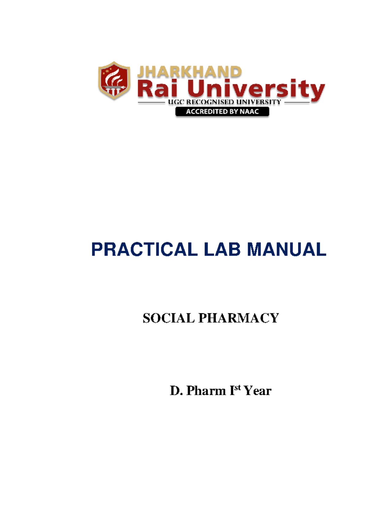 Social Pharmacy D. Pharm 1st Year Practical Lab Manual: Experiments ...