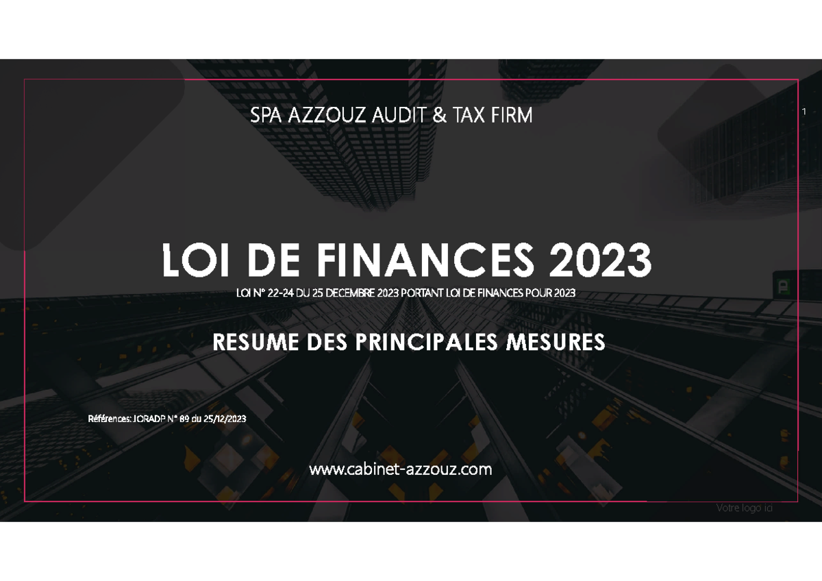 Résumé de la loi de finances de 2023 - LOI DE FINANCES 2023 LOI N° 22 ...