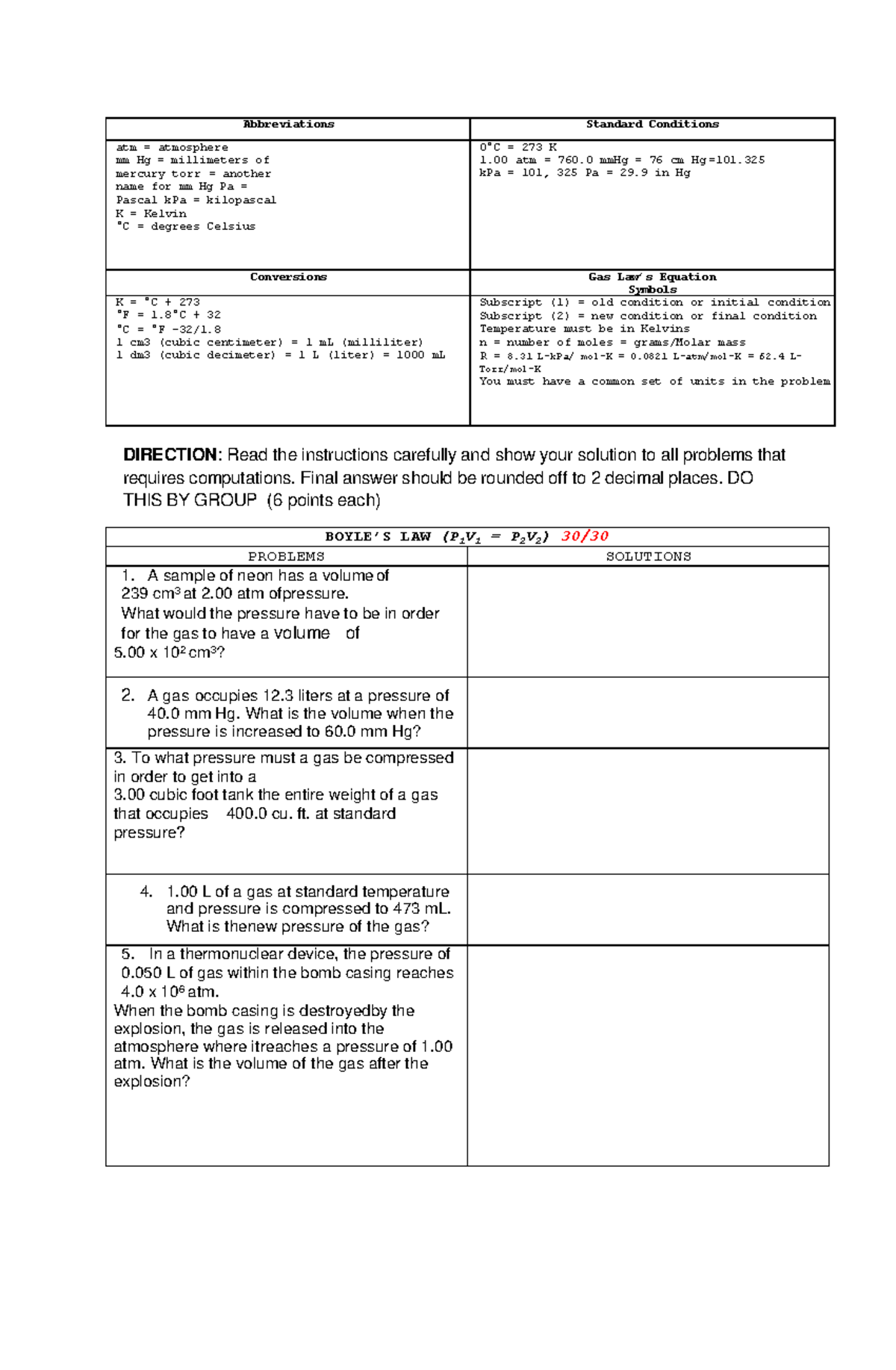 Group Problem Set - Kinetic Theory of Gases (Course Code: KTG) - Studocu