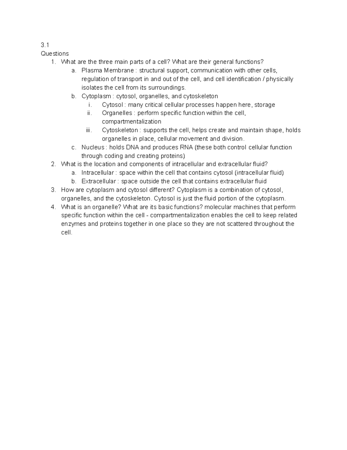 BISC 206 Cell Structure and Function: Chapter 3 Study Notes - Studocu