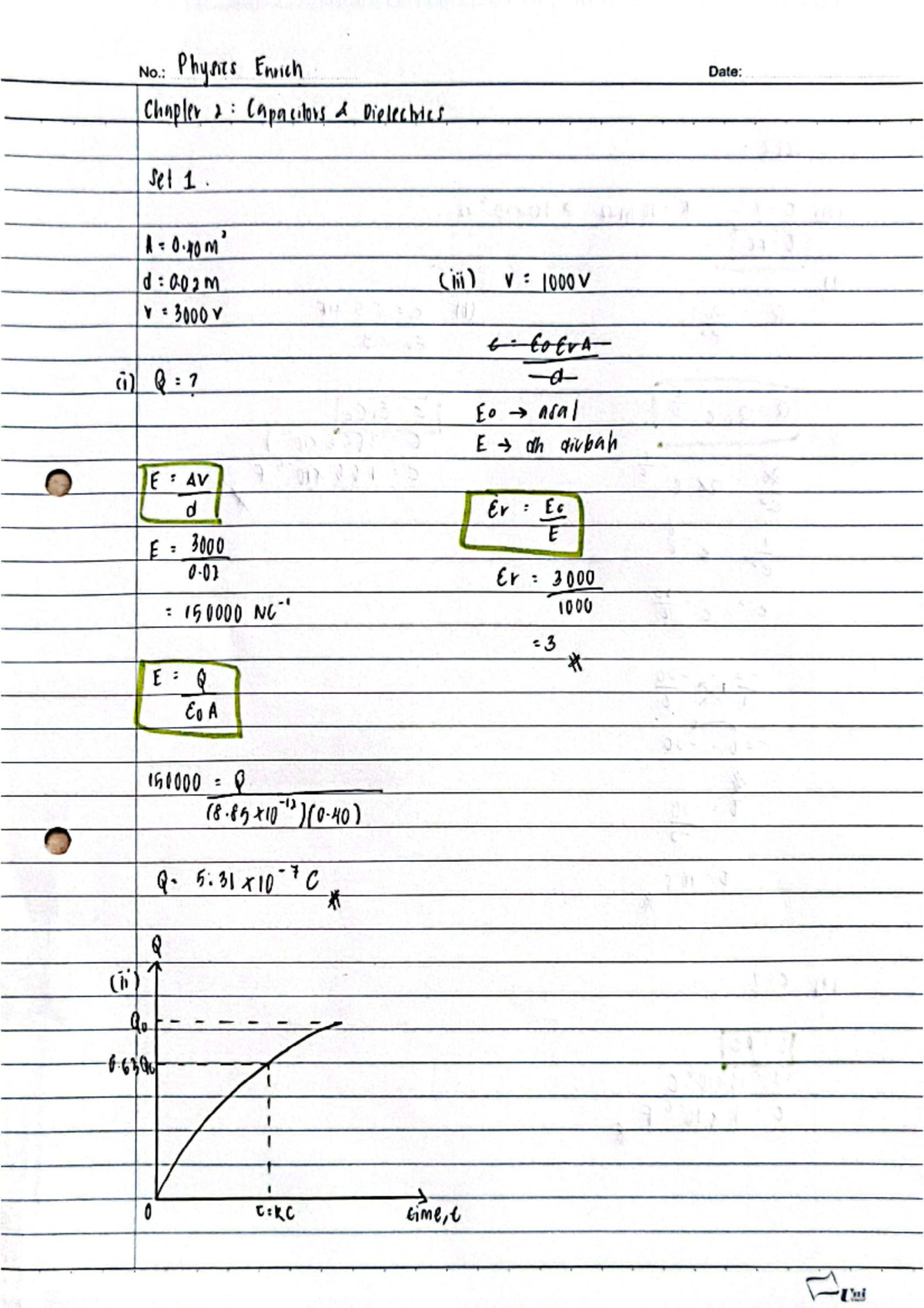 Physics Enrich - Chapter 2: Capacitors & Dielectrics Set 1 - Studocu
