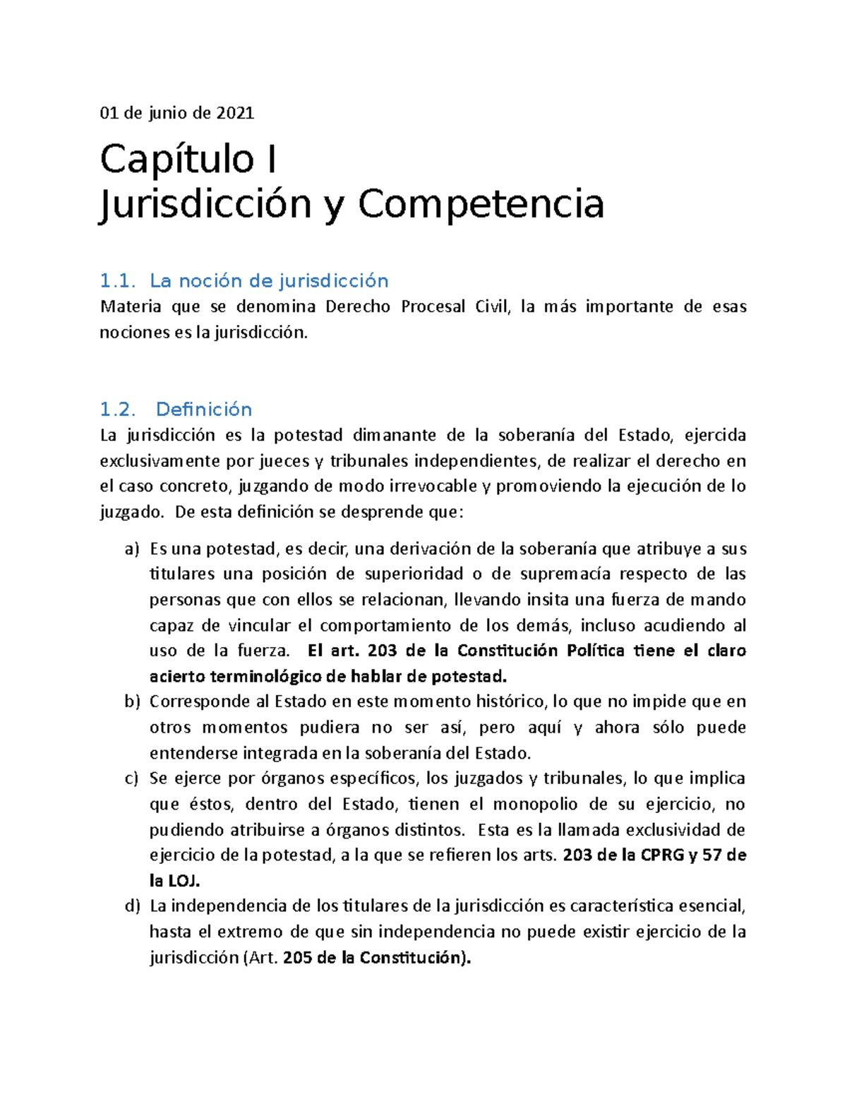 Capítulo I: Jurisdicción y Competencia en Derecho Procesal Civil - Studocu