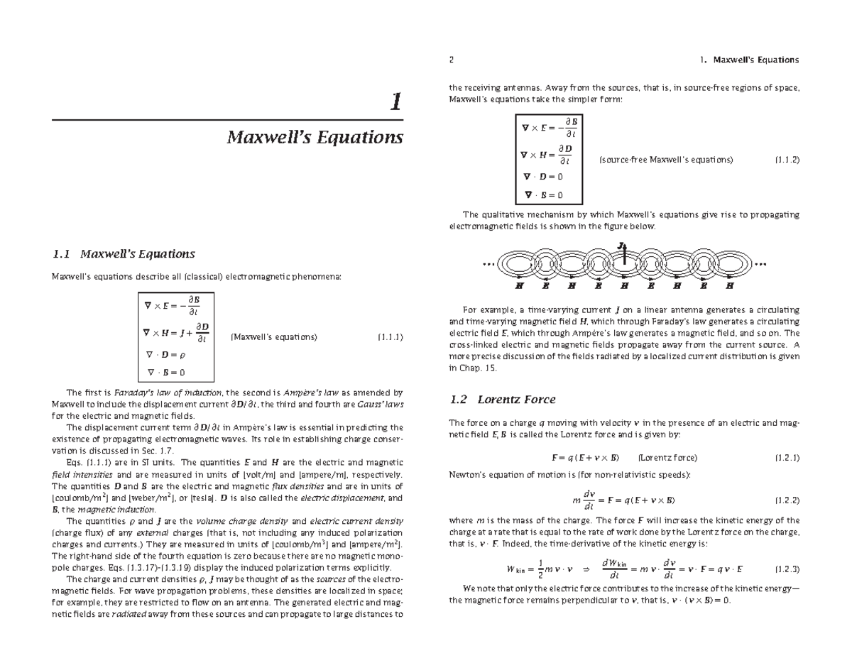 Maxwell's Equations Overview for Electromagnetism - Course Code 1-2 ...