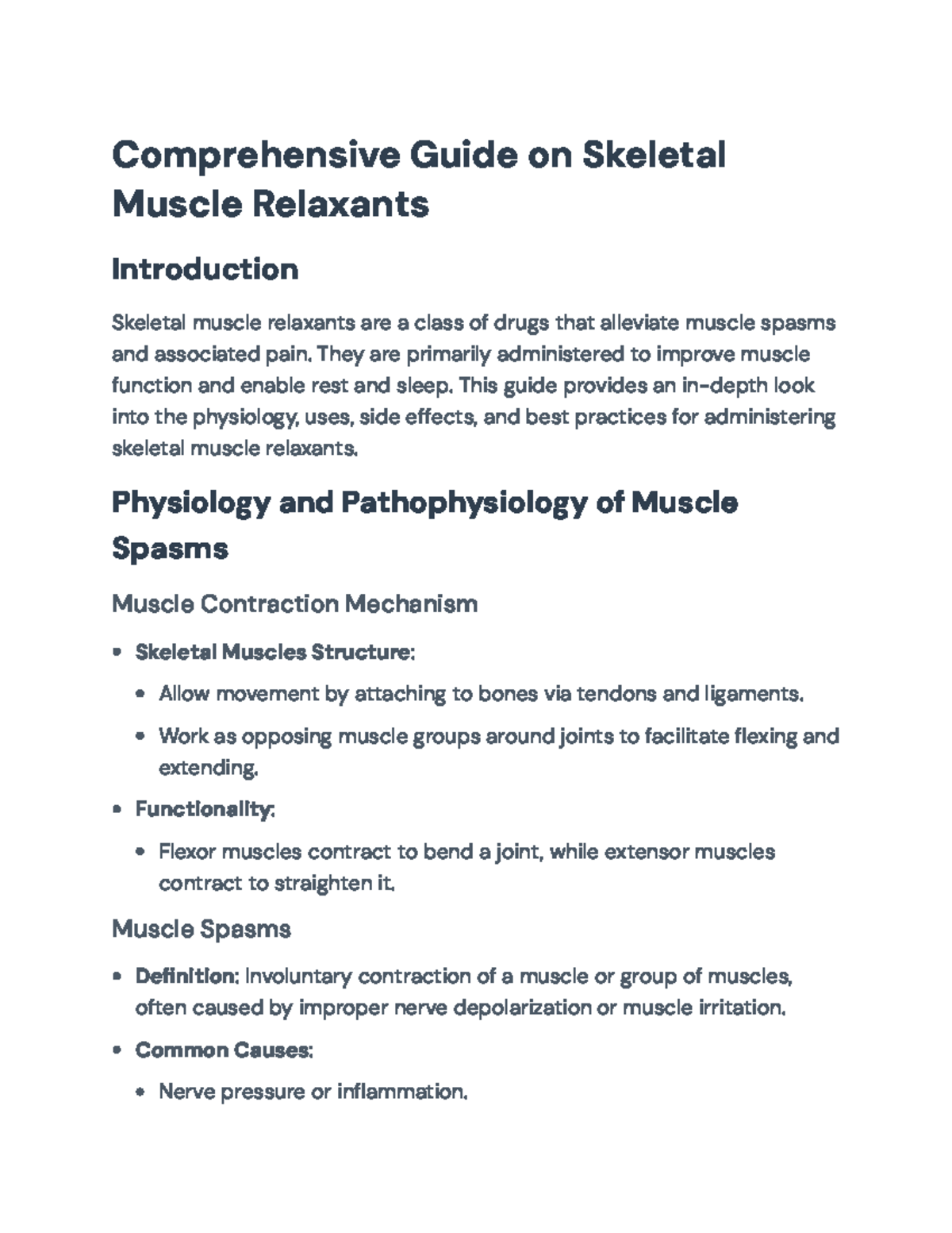 Comprehensive Guide to Skeletal Muscle Relaxants: Uses, Admin, and ...