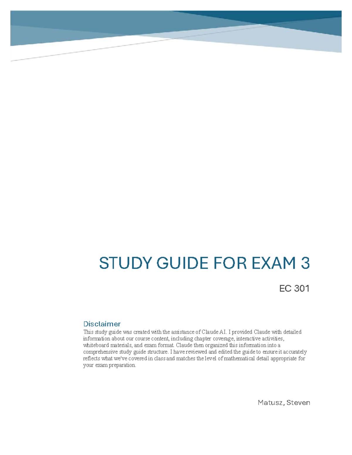 EC 301 Study Guide for Exam 3: Oligopoly & Game Theory - Studocu