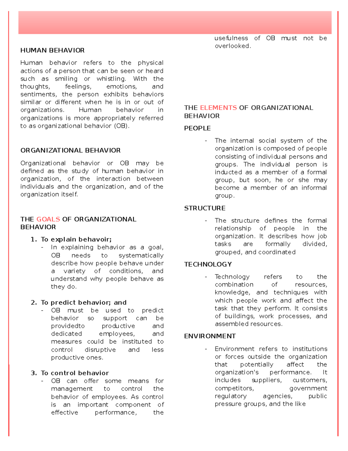 HBO 101: Understanding Human Behavior in Organizations - Studocu