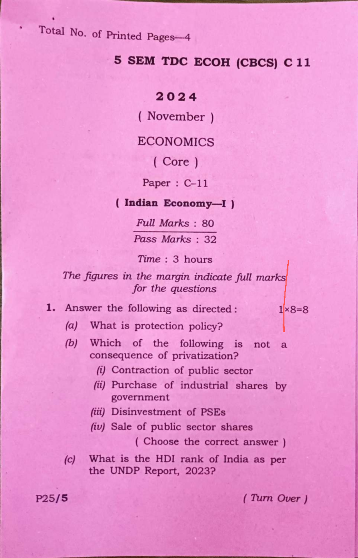Total No. of Printed S SEM TDC ECOH (CBCS) C 11 2024 Exam Paper - Studocu