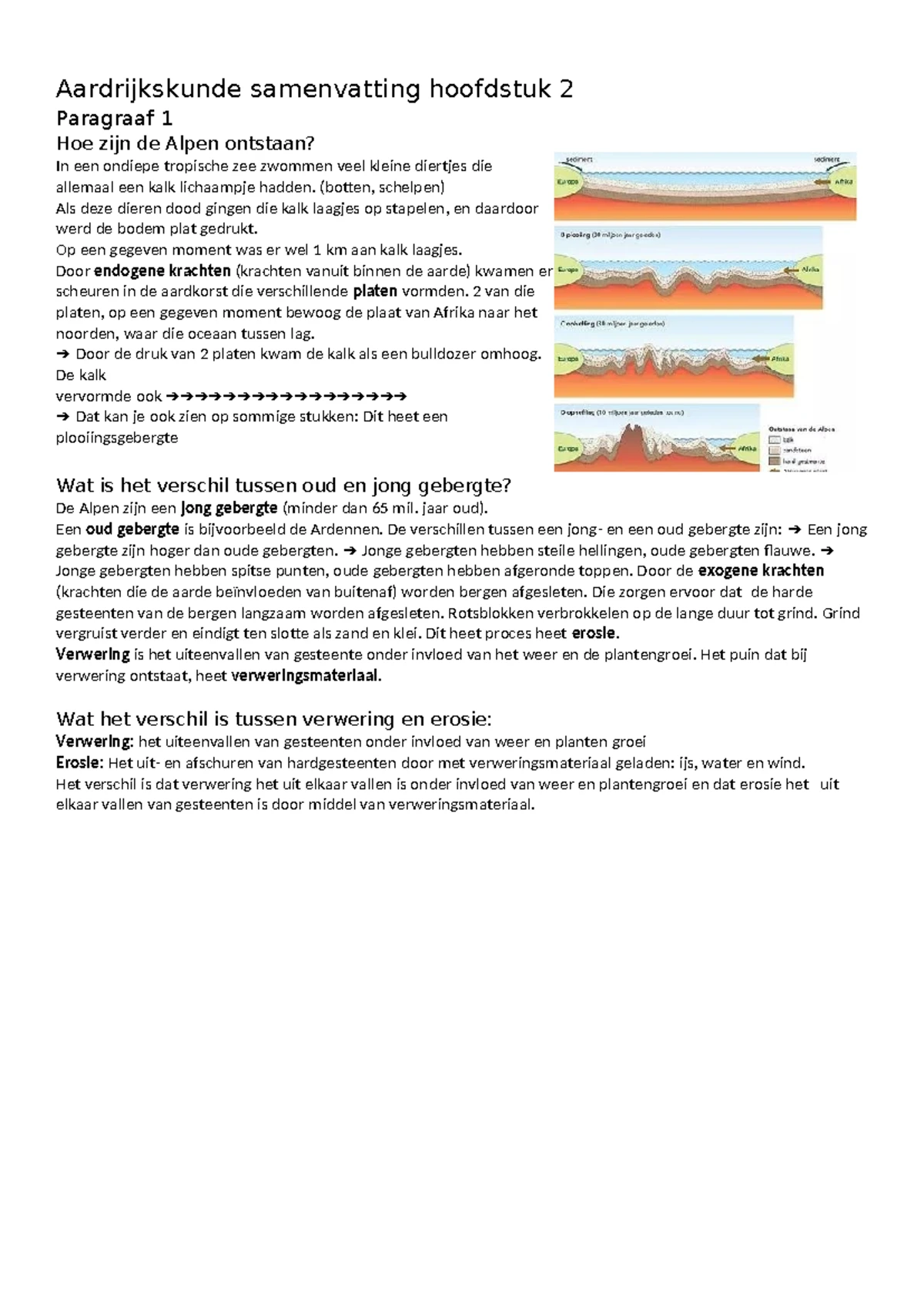 HF1 Landschappen: Gebergten, Verwering en Sedimentatie Processen ...
