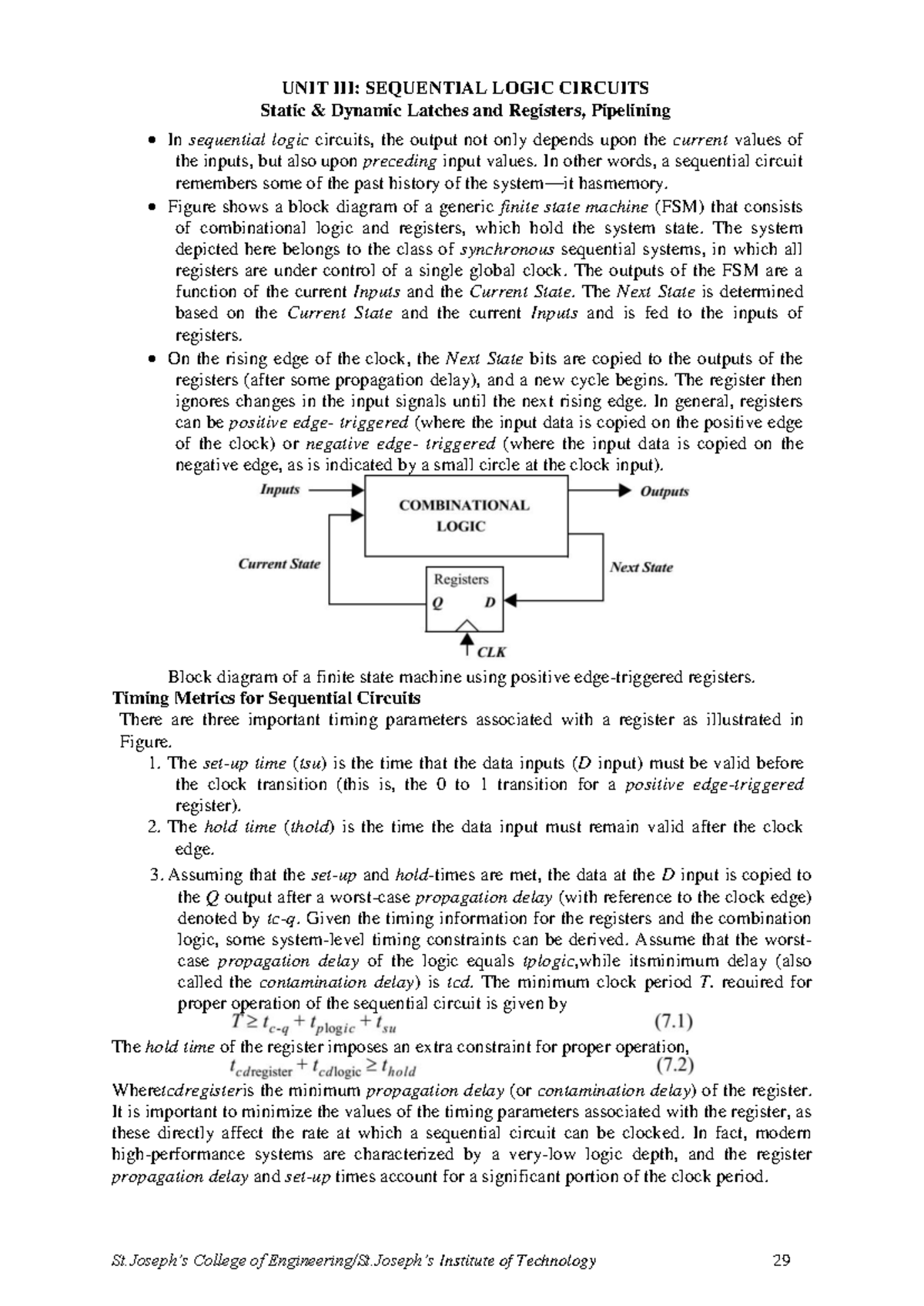EC6601: VLSI Design - Unit III: Sequential Logic Circuits and Memory ...