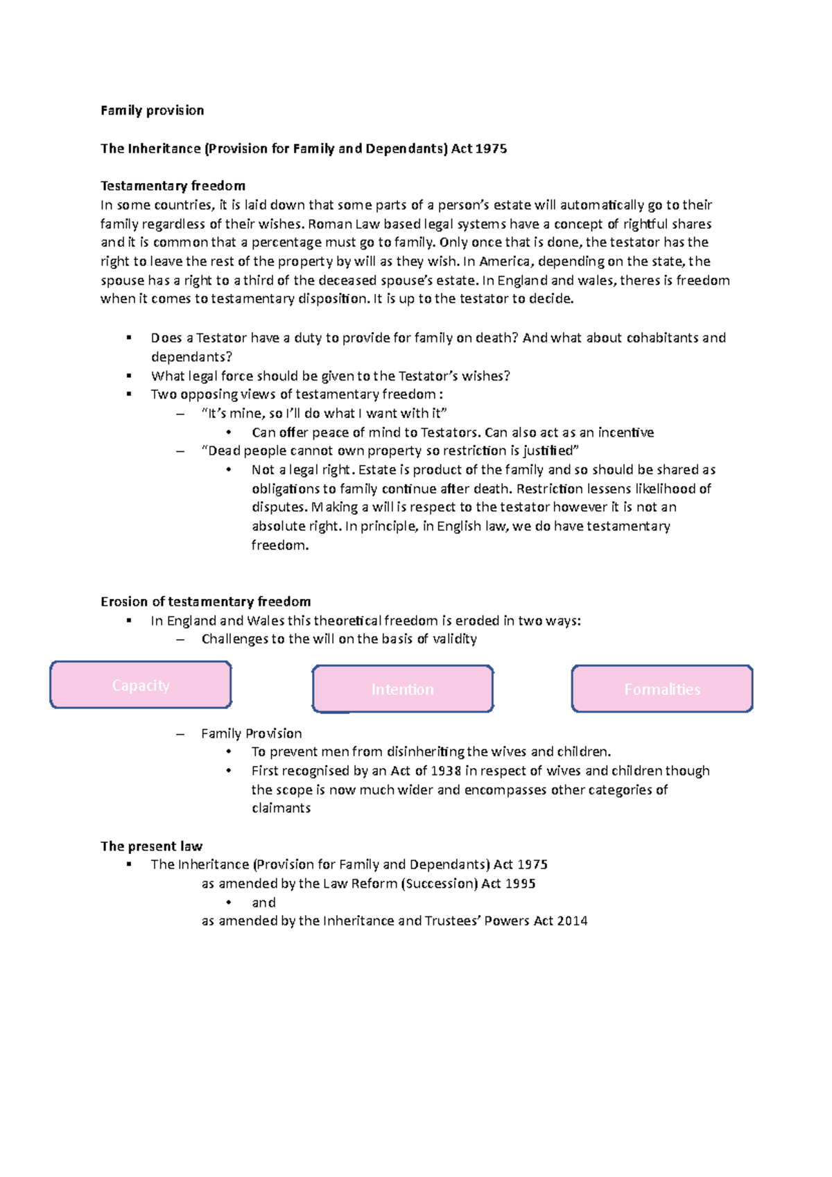 Family Provision Exam Prep: The Inheritance Act 1975 Explained - Studocu