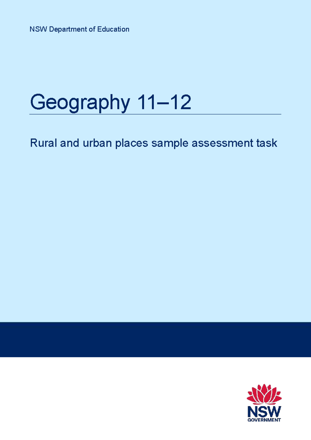 HSIE Geography S6 Rural and Urban Places Assessment Task - Studocu