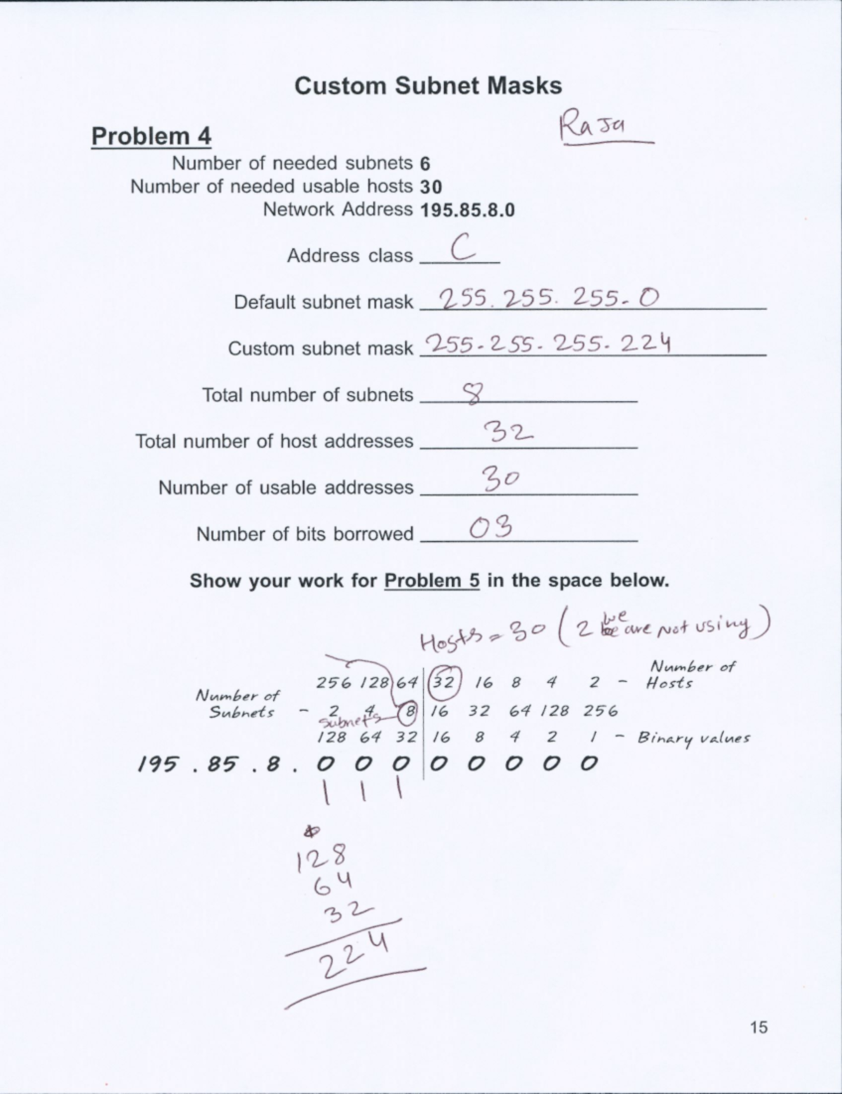 IPv4 Addressing and Subnetting Problems Workbook for Class C, D, E ...