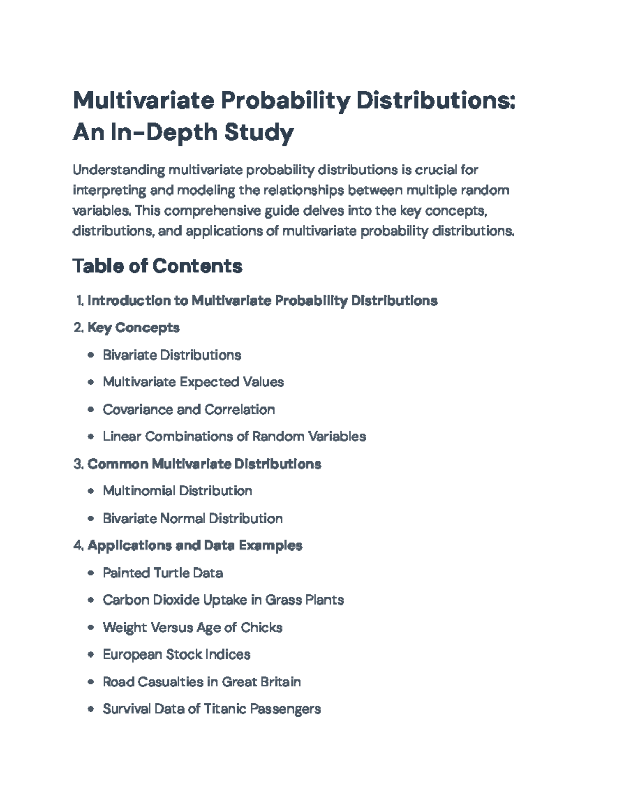 Multivariate Probability Distributions: Concepts and Applications ...