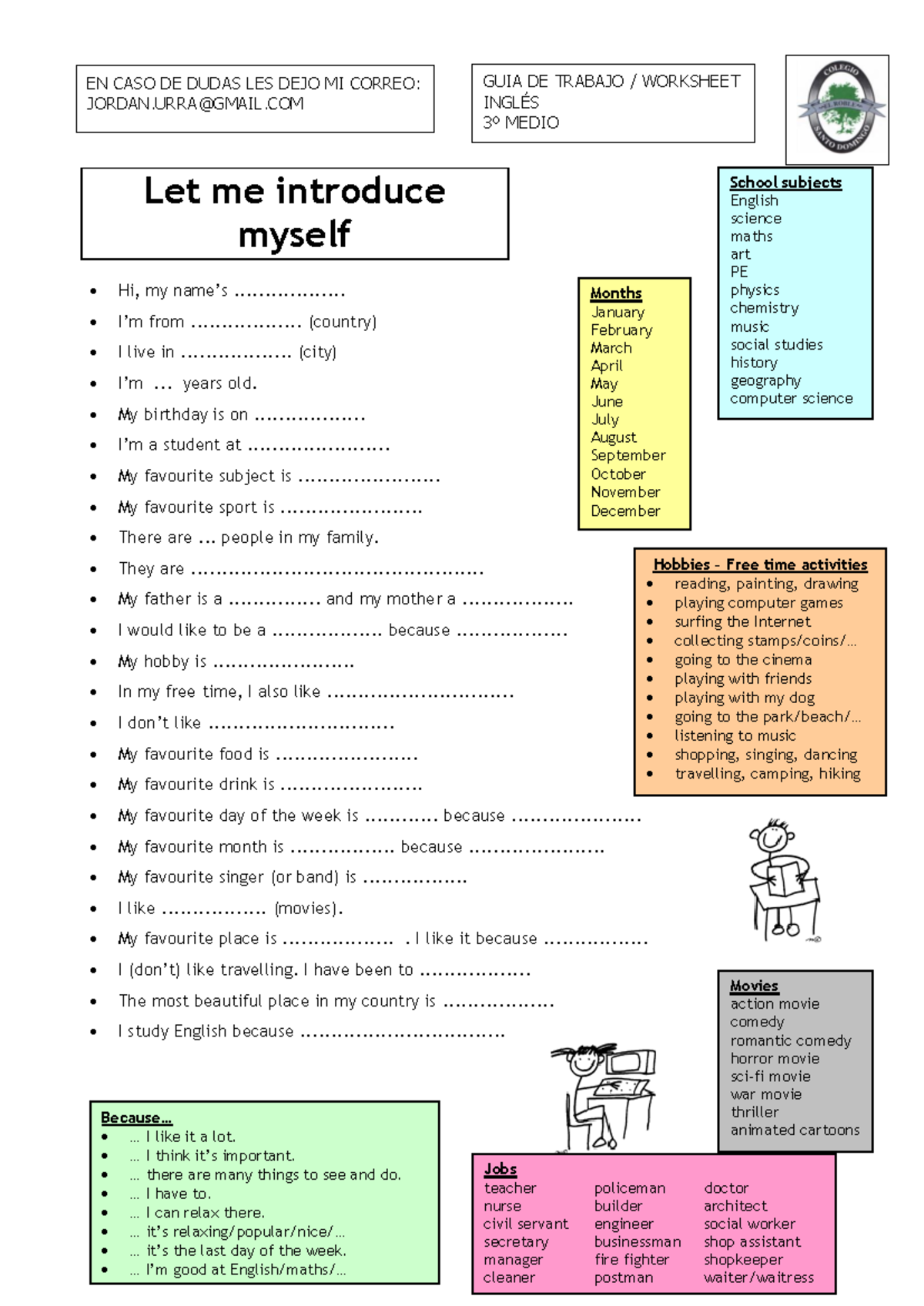 Guía-de-inglés-3ºM introducing myself - Let me introduce myself Hi, my ...