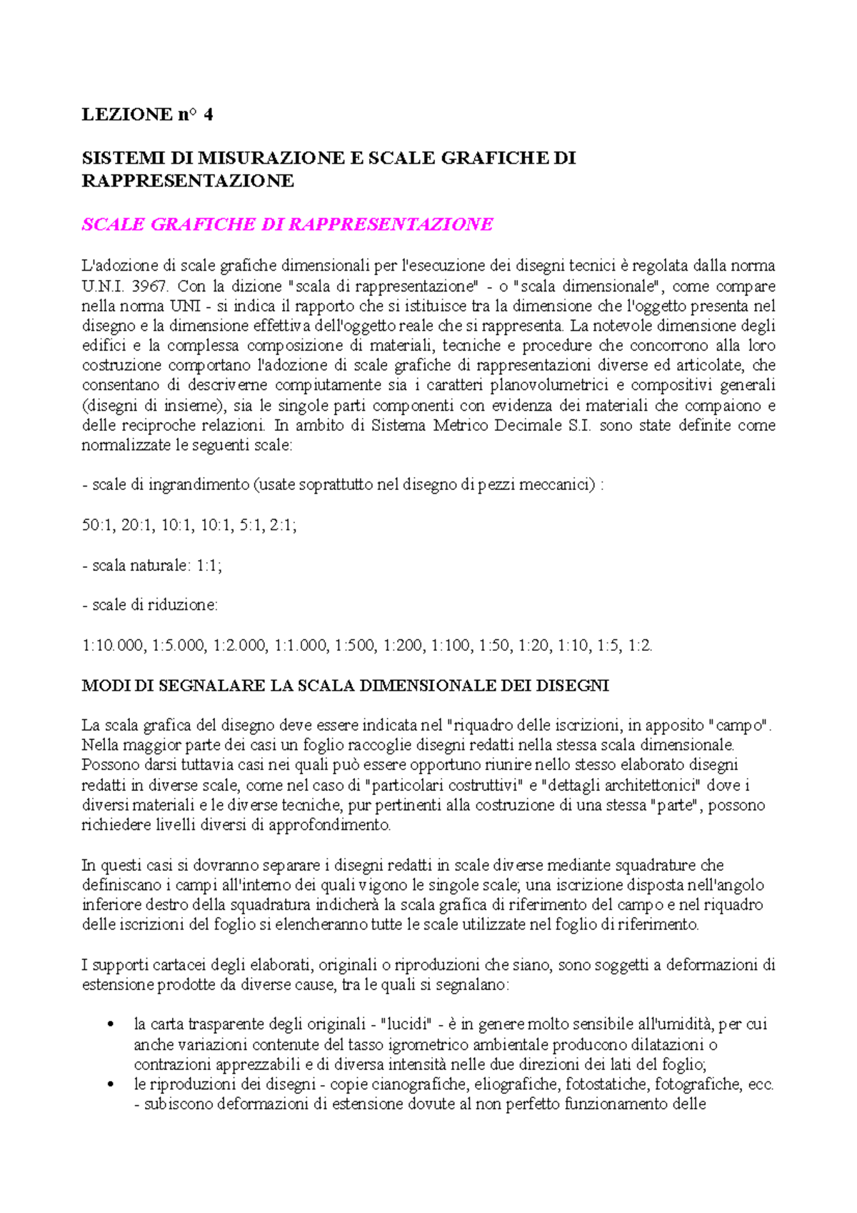 4 Scale metriche - LEZIONE 4 SISTEMI DI MISURAZIONE E SCALE GRAFICHE DI ...