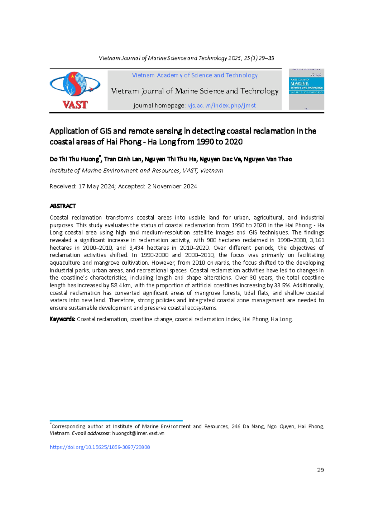 Application of GIS & Remote Sensing for Coastal Reclamation in Hai ...