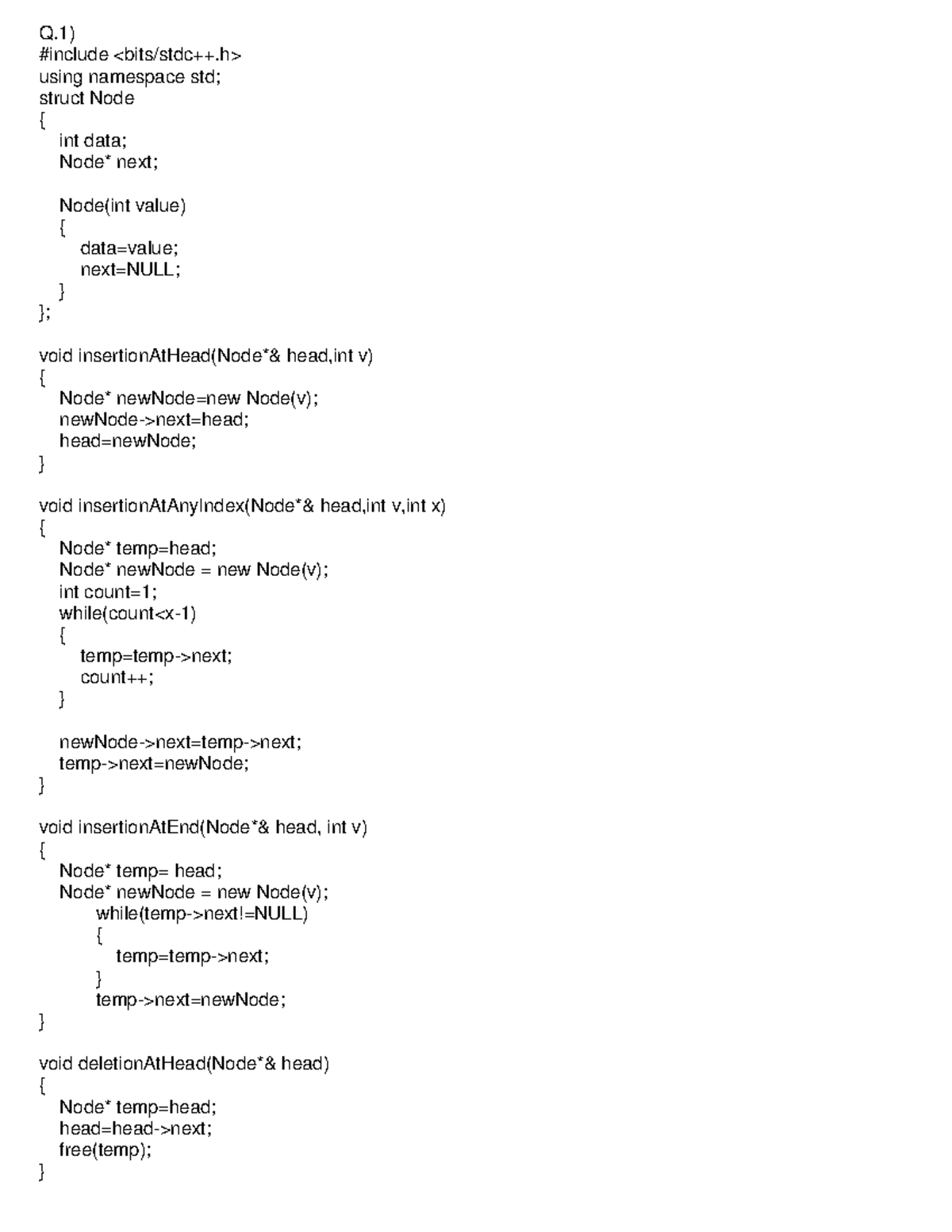 Ds mid assignment - Practice codes - Q) #include using namespace std ...