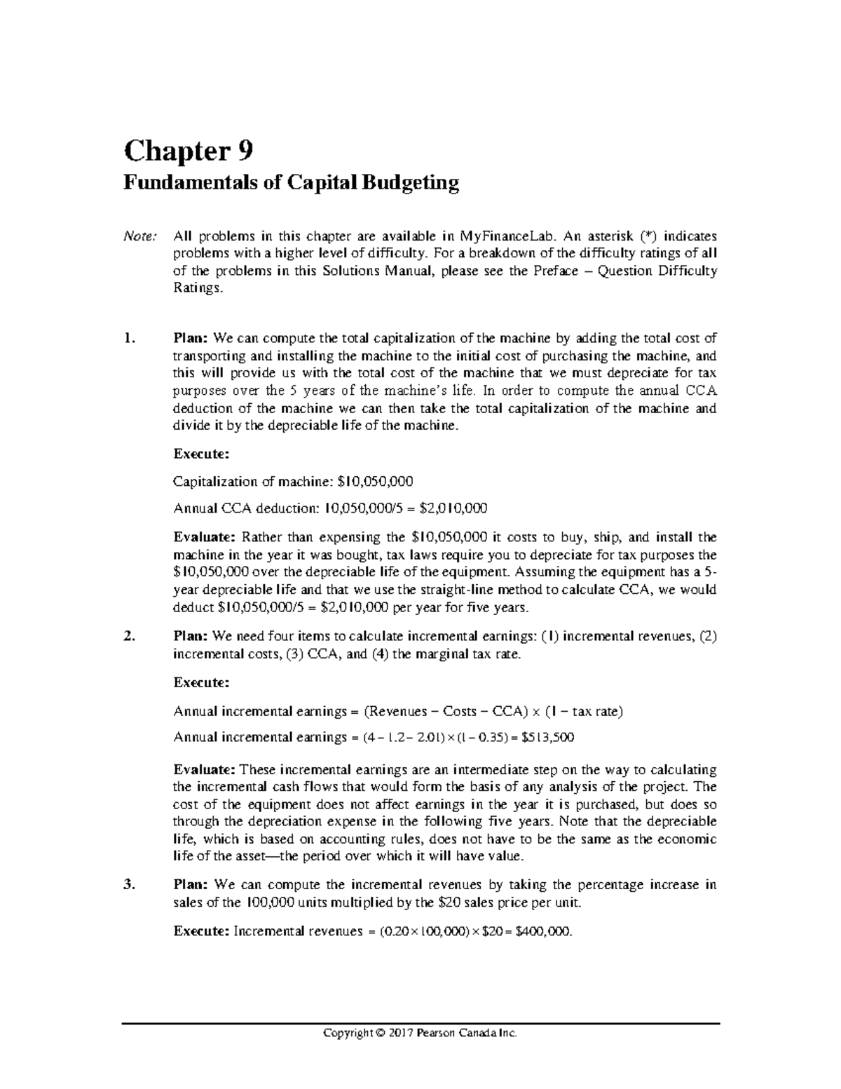 CH09 Berk ISM - Solutions - Chapter 9 Fundamentals of Capital Budgeting ...