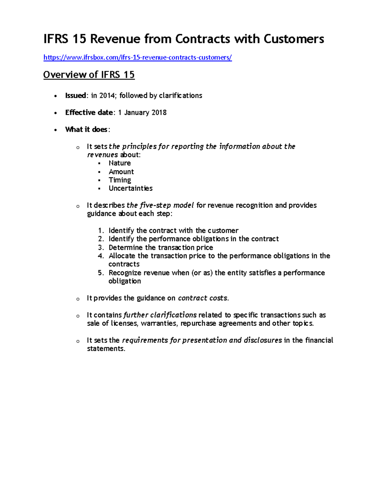 IFRS 15 Revenue Recognition: A Comprehensive Overview and Guide - Studocu