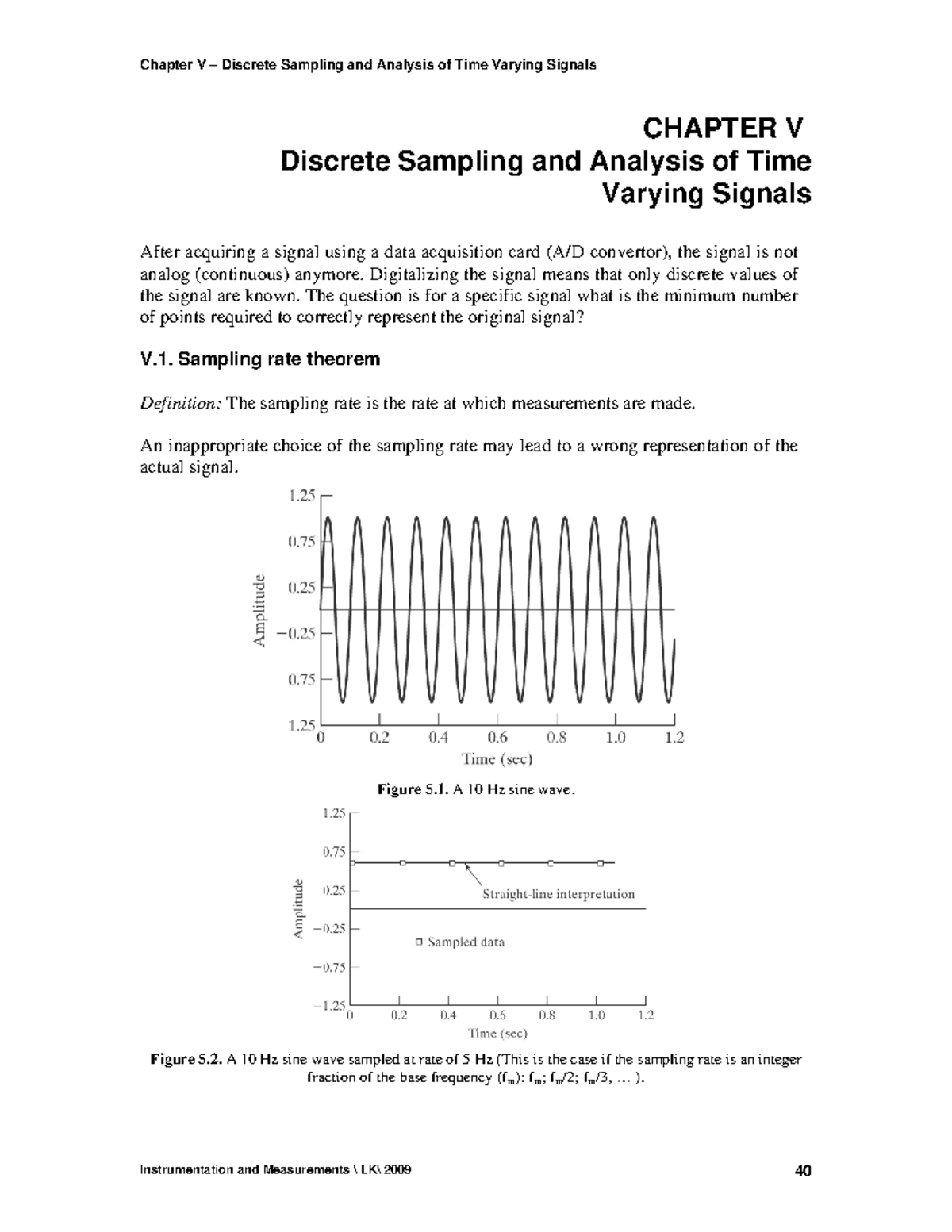 Instrumentation and Measurements - Summary - CHAPTER V - CHAPTER V ...