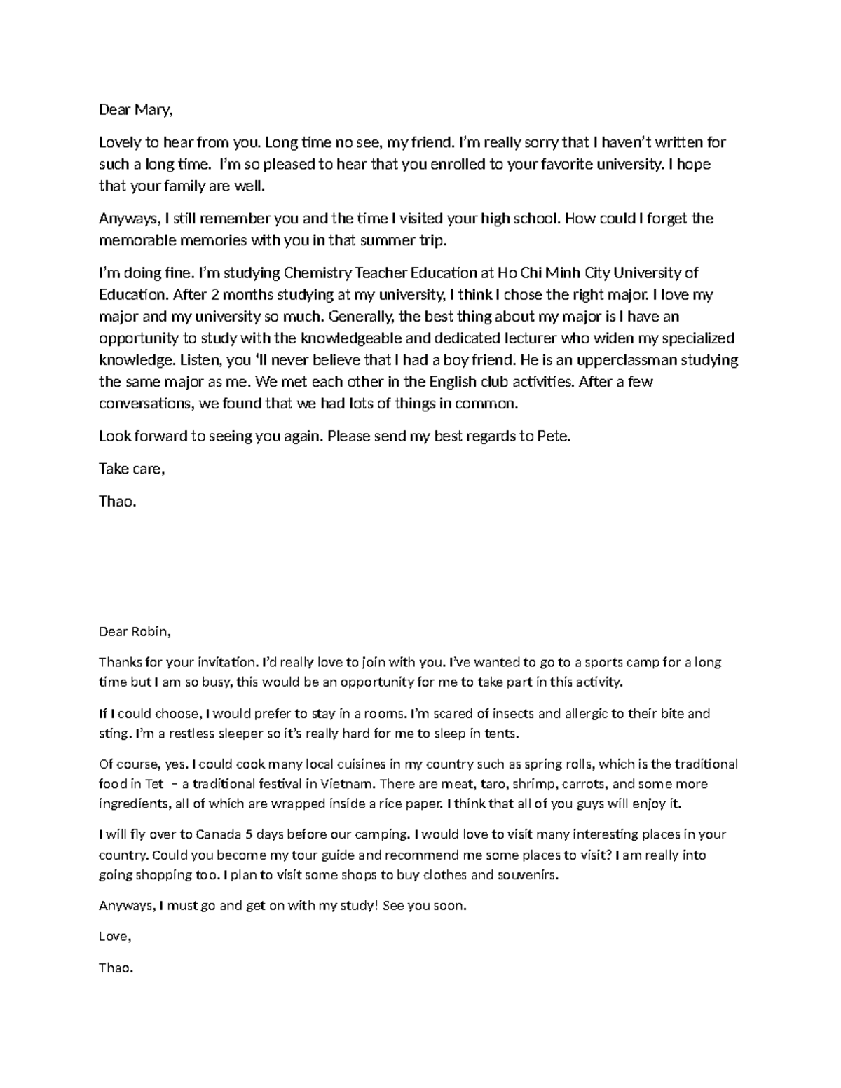 Dear Mary - Personal Letters and Updates - Studocu