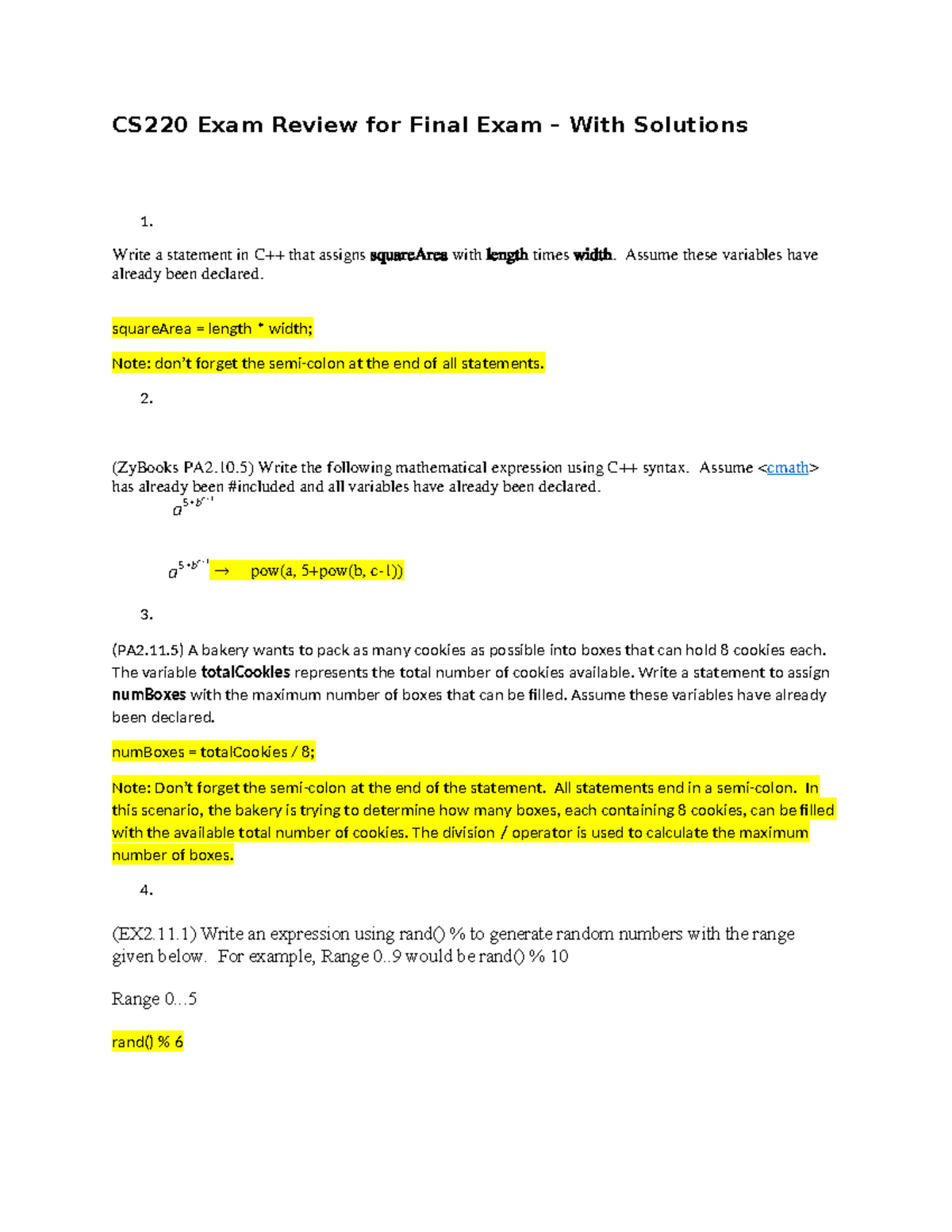 CS220 Final Exam Review – Comprehensive Solutions Included - Studocu