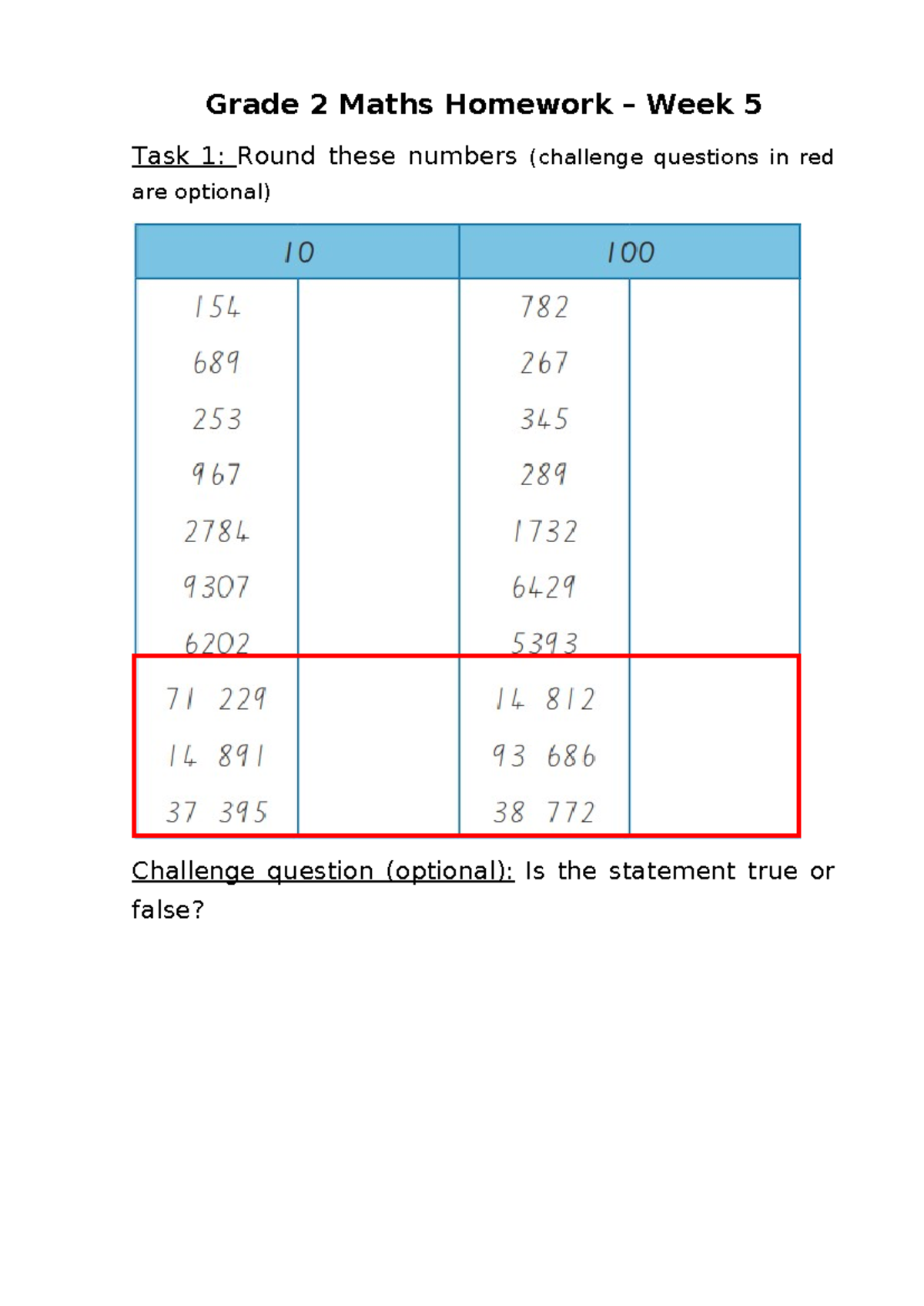 Maths Week 5 Homework - Toán ôn tập - Grade 2 Maths Homework – Week 5 ...