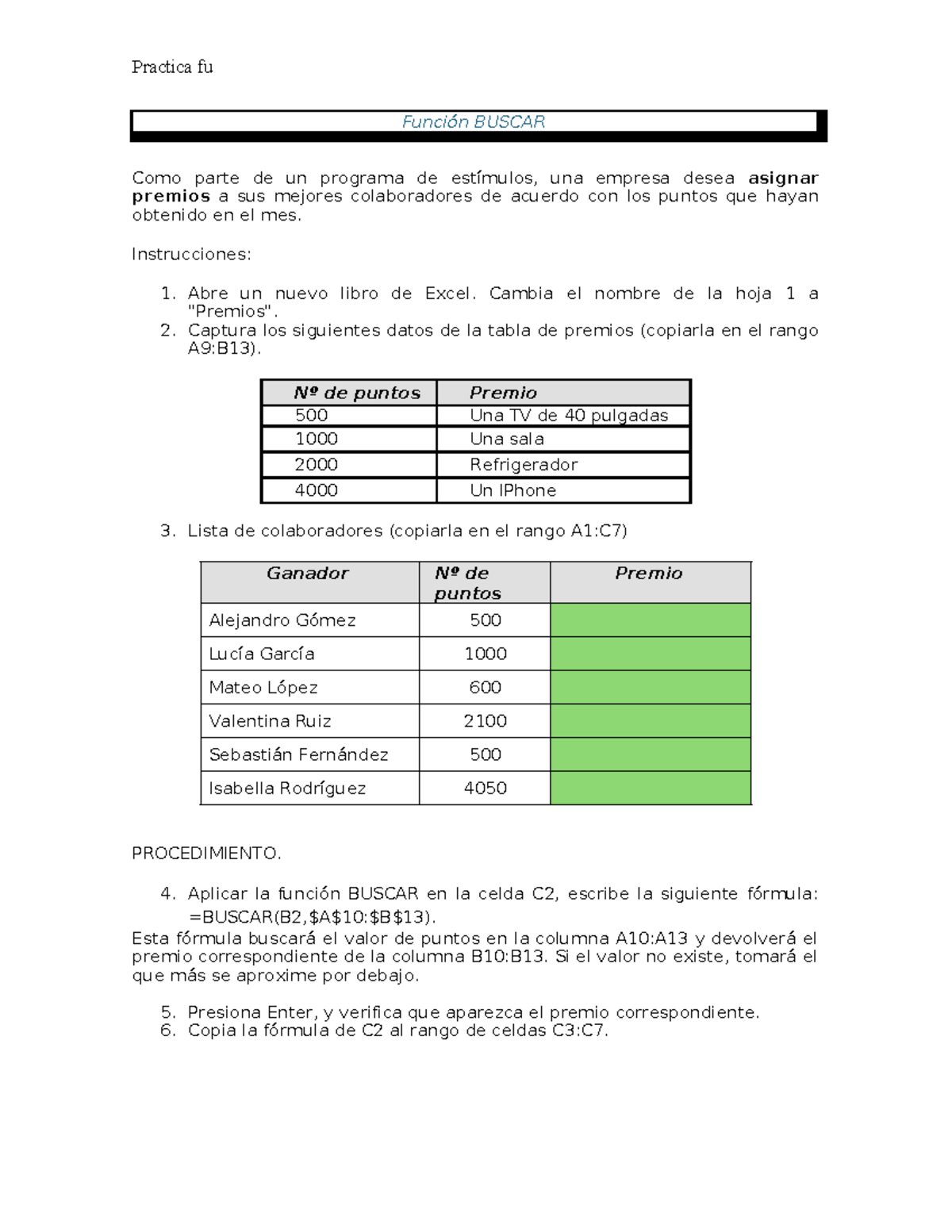 Ejercicios de Funciones BUSCAR y BUSCARV en Excel - Práctica - Document Preview
