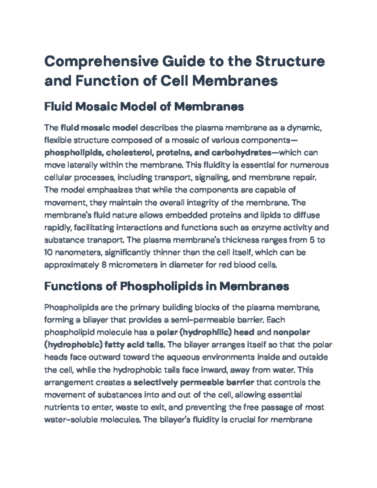 Comprehensive Study of Cell Membrane Structure & Function (BIO101 ...